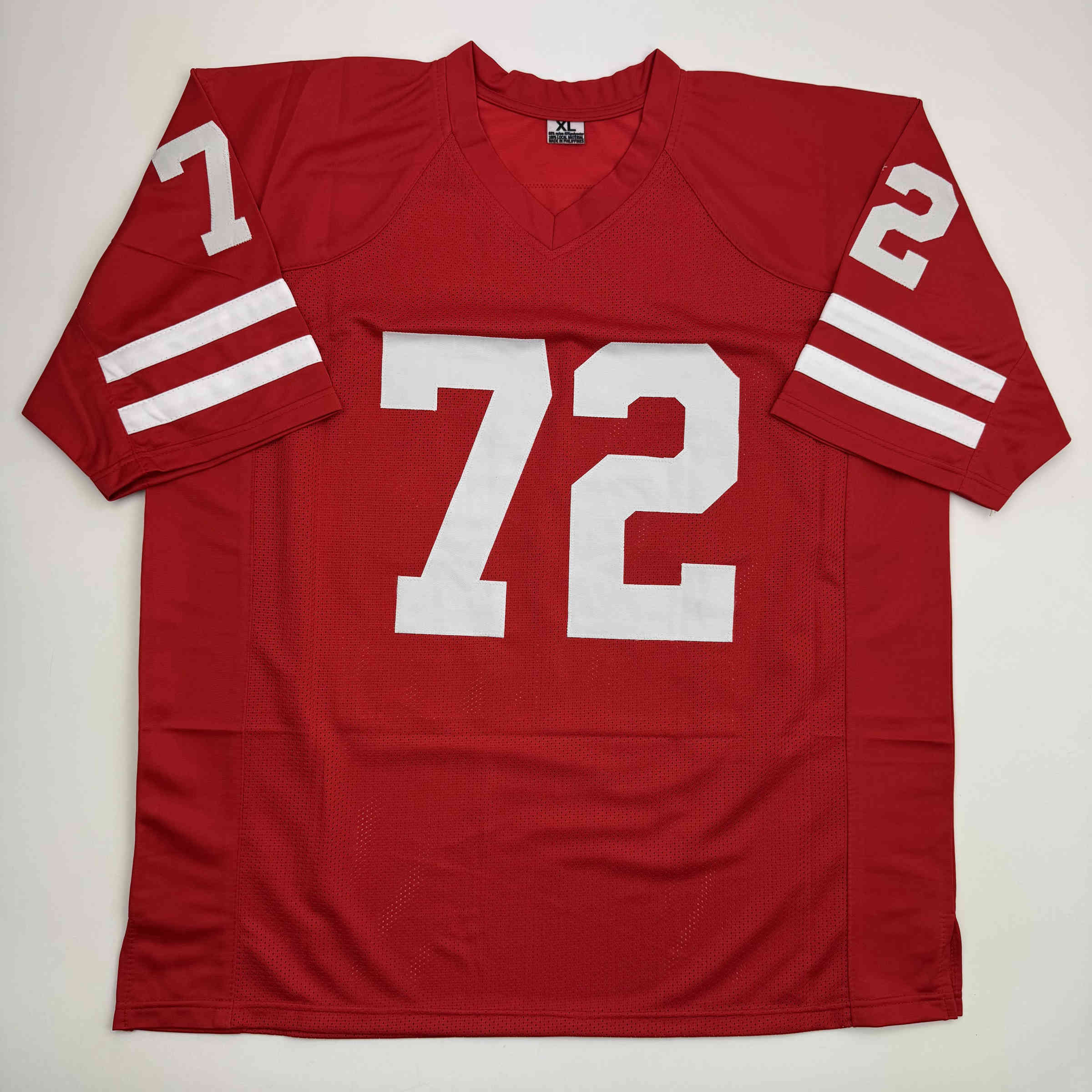 Autographed/Signed Joe Thomas Wisconsin Red College Football Jersey Beckett BAS COA - Image 4