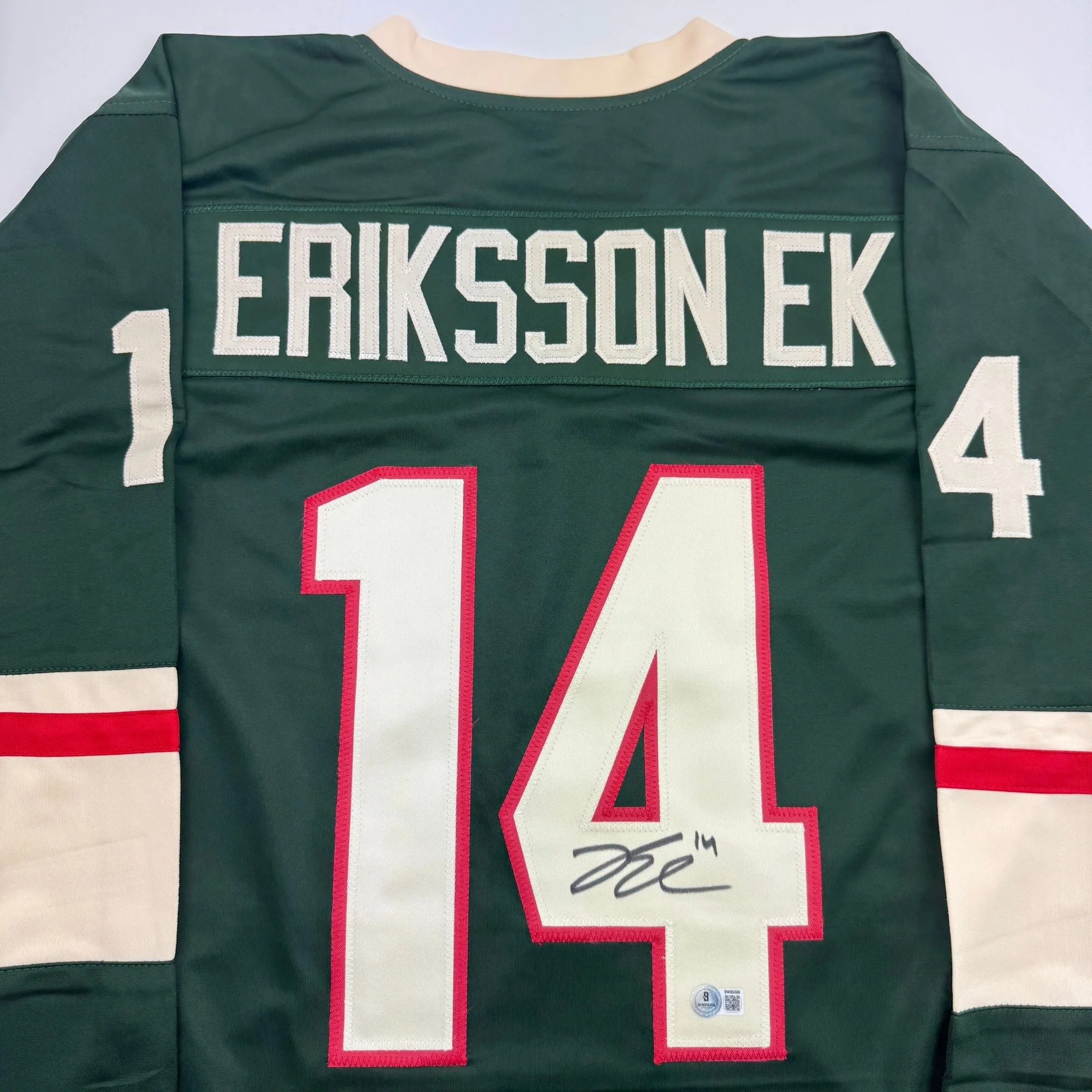 Autographed/Signed Joel Eriksson Ek Minnesota Green Hockey Jersey Beckett BAS COA - Image 2