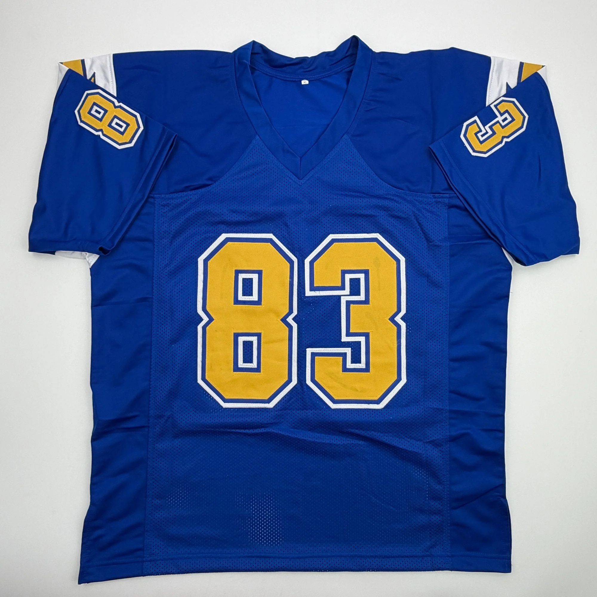 Autographed/Signed John Jefferson Los Angeles San Diego Royal Blue Football Jersey Beckett BAS COA - Image 4