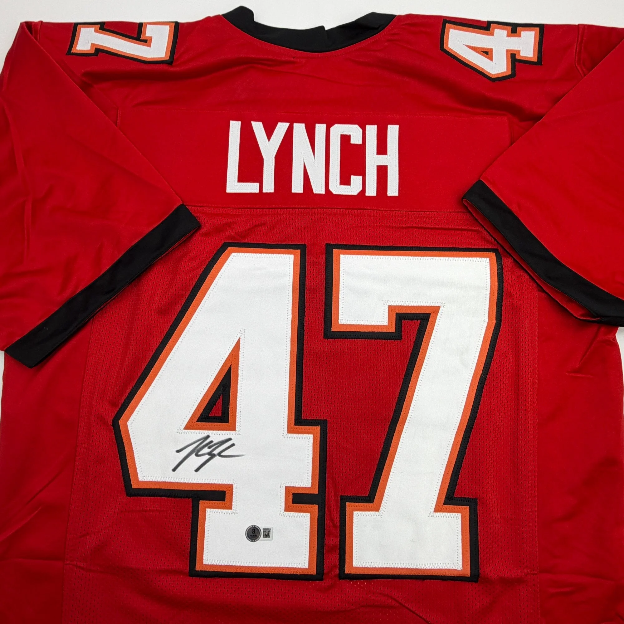 Autographed/Signed John Lynch Tampa Bay Red Football Jersey Beckett BAS COA - Image 2