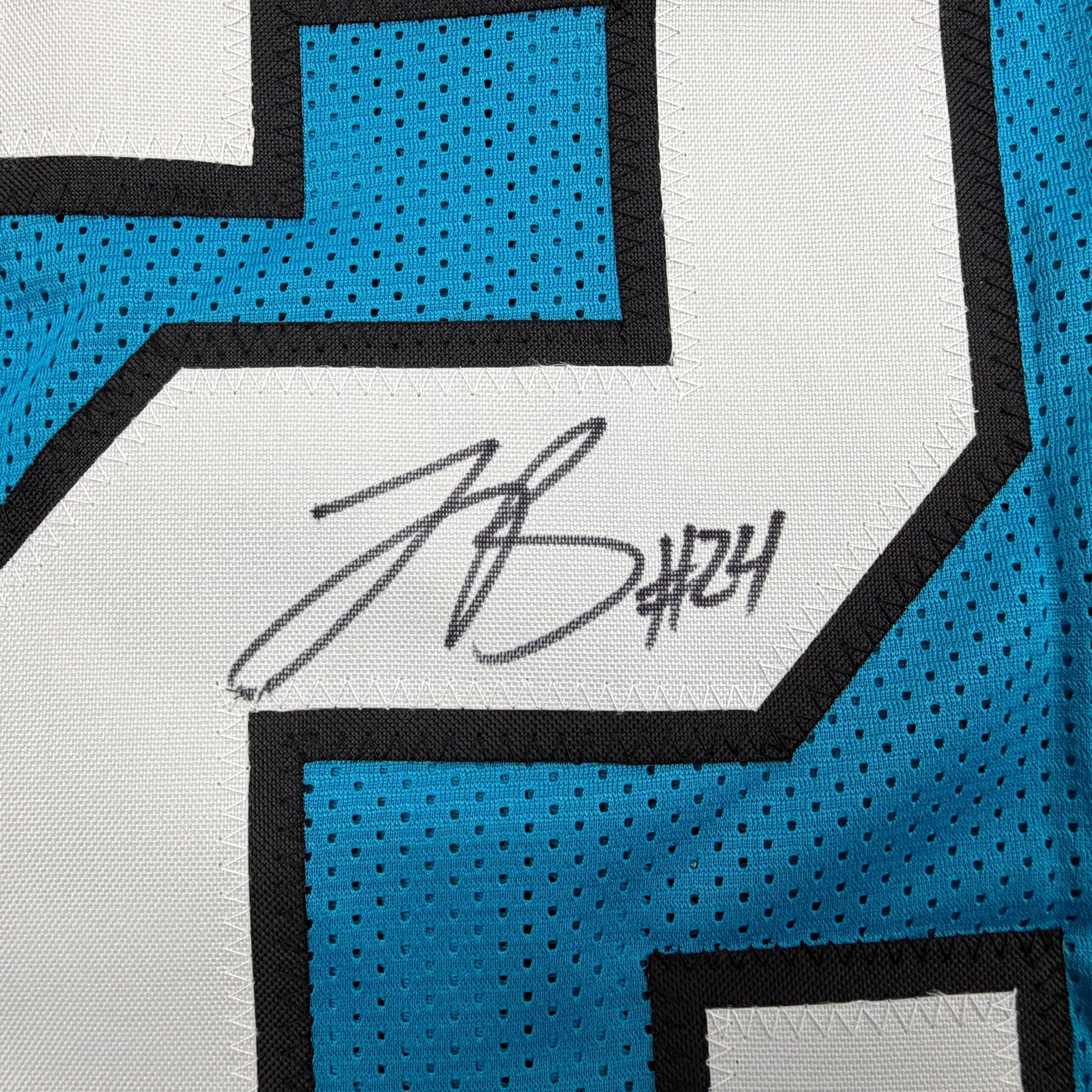 Autographed/Signed Jonathon Brooks Carolina Blue Football Jersey JSA COA - Image 3
