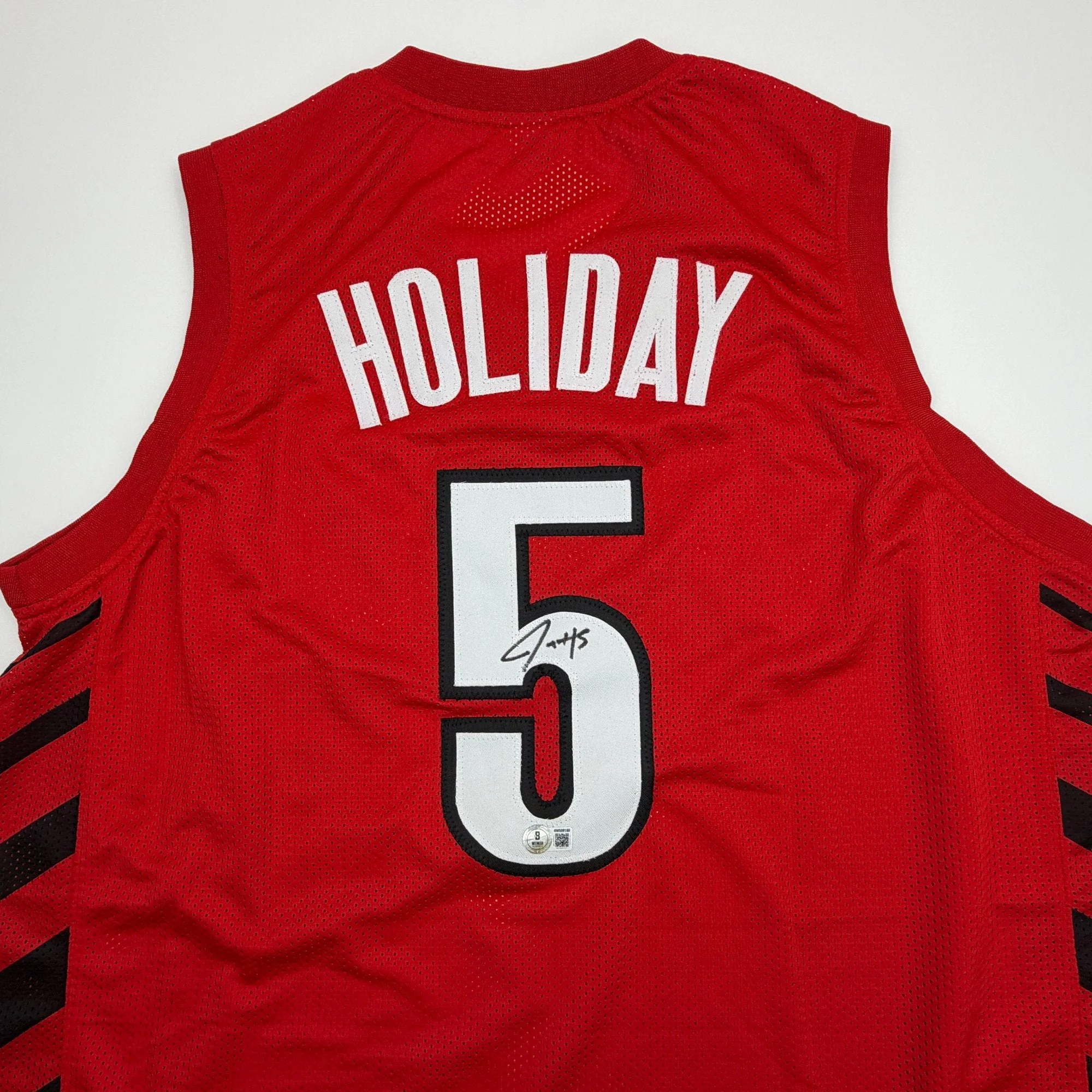 Autographed/Signed Jrue Holiday Portland Red Basketball Jersey Beckett BAS COA - Image 2