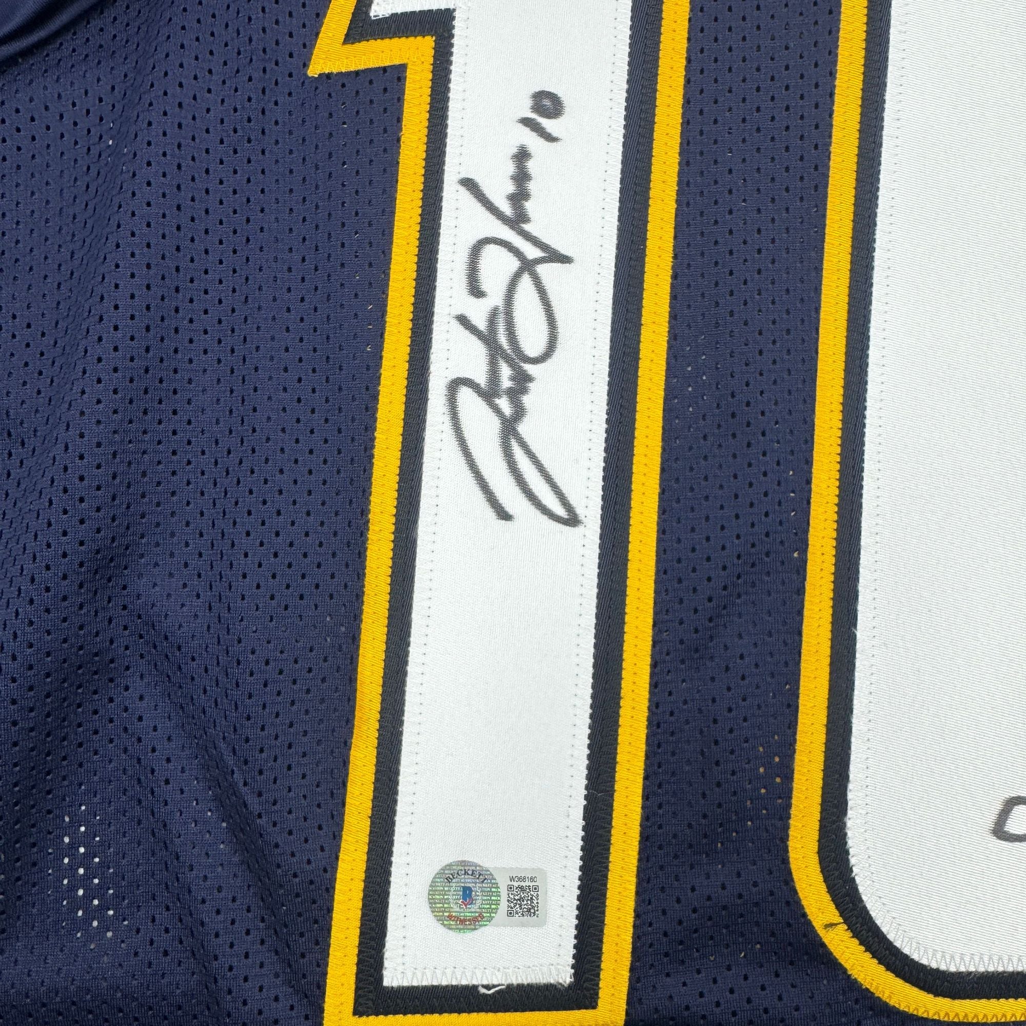Autographed/Signed Justin Herbert 2020 ROY Los Angeles San Diego Navy Blue Football Jersey Beckett BAS COA - Image 3