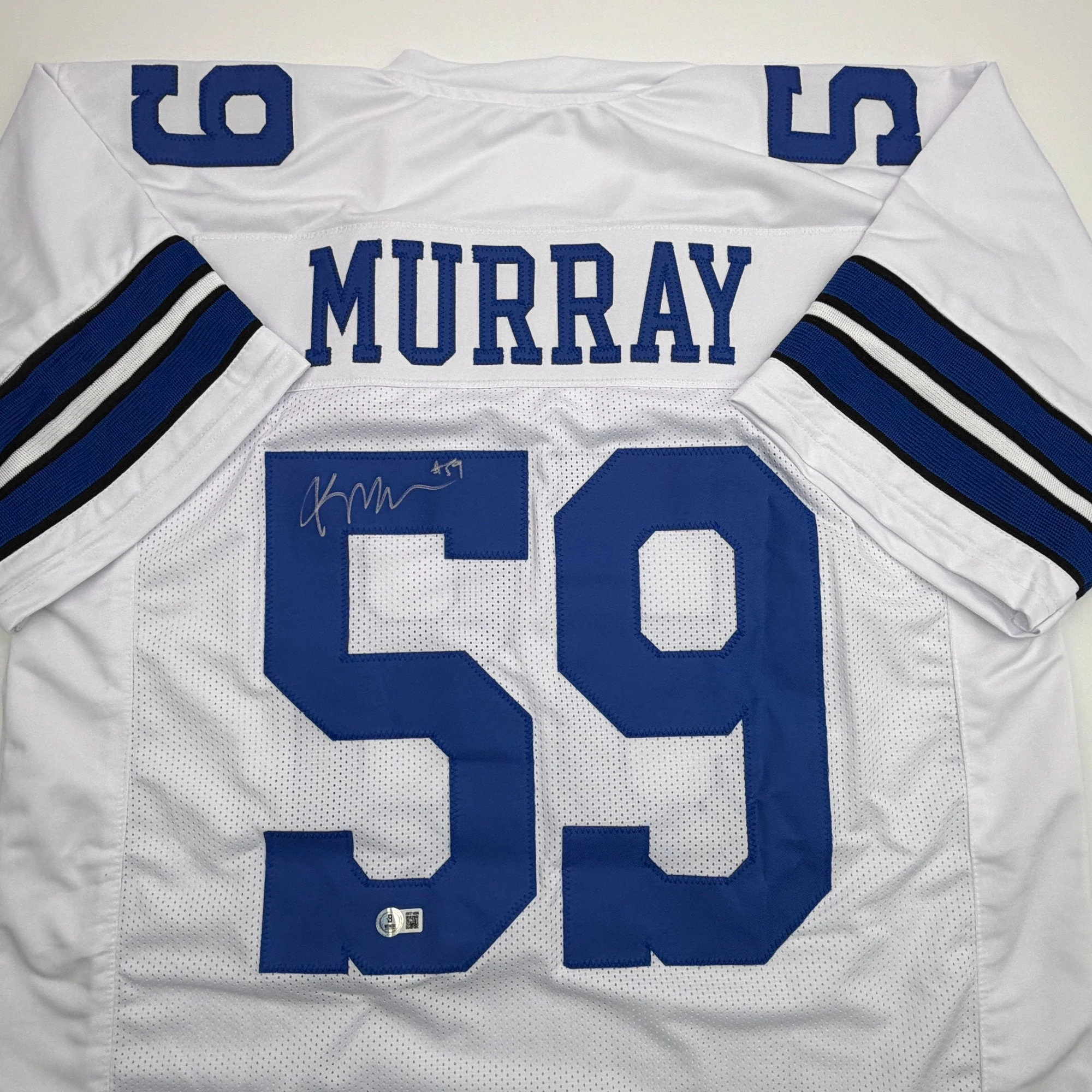 Autographed/Signed Kenneth Murray Jr. Dallas White Football Jersey Beckett BAS COA - Image 2