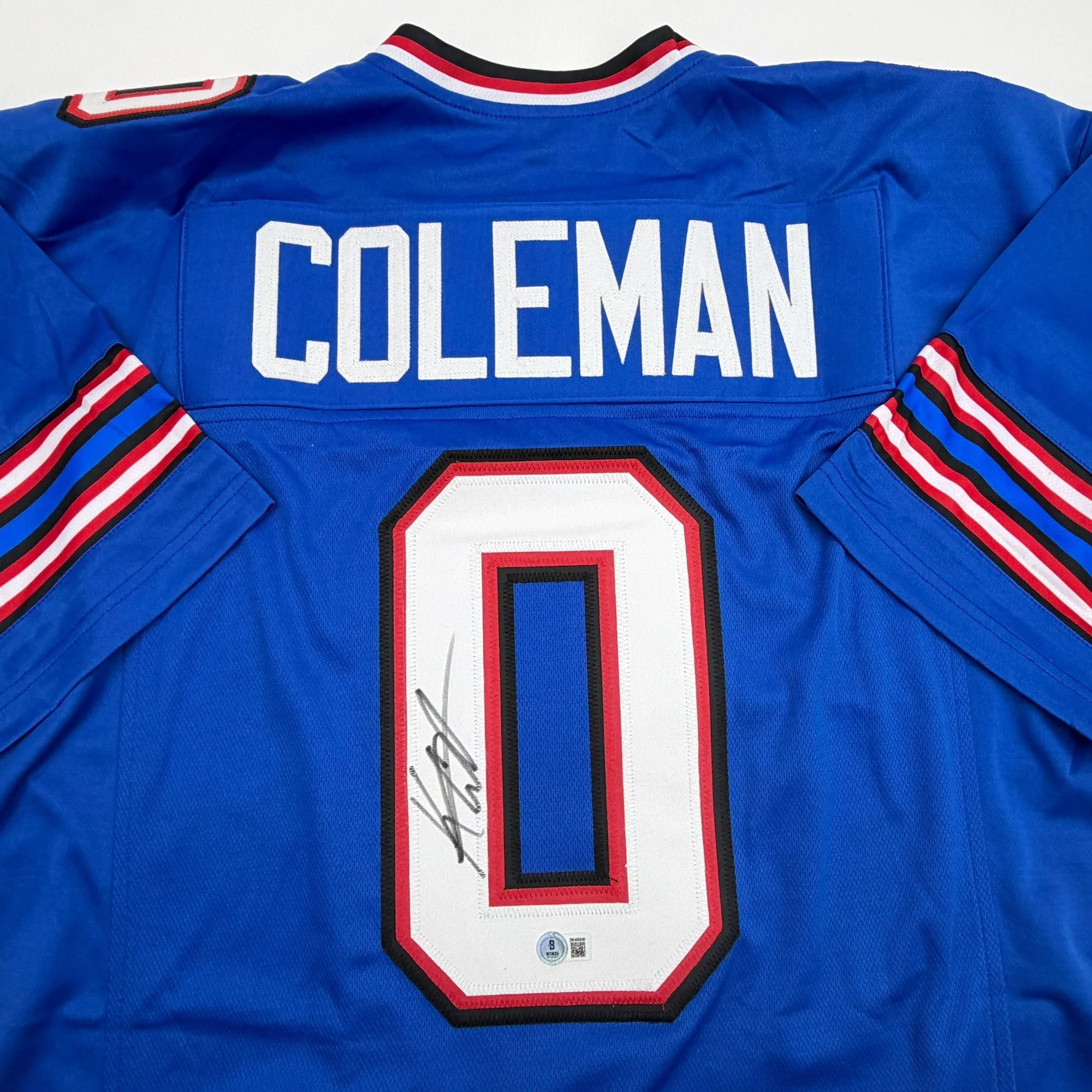 Autographed/Signed Keon Coleman Buffalo Blue Football Jersey Beckett BAS COA - Image 2