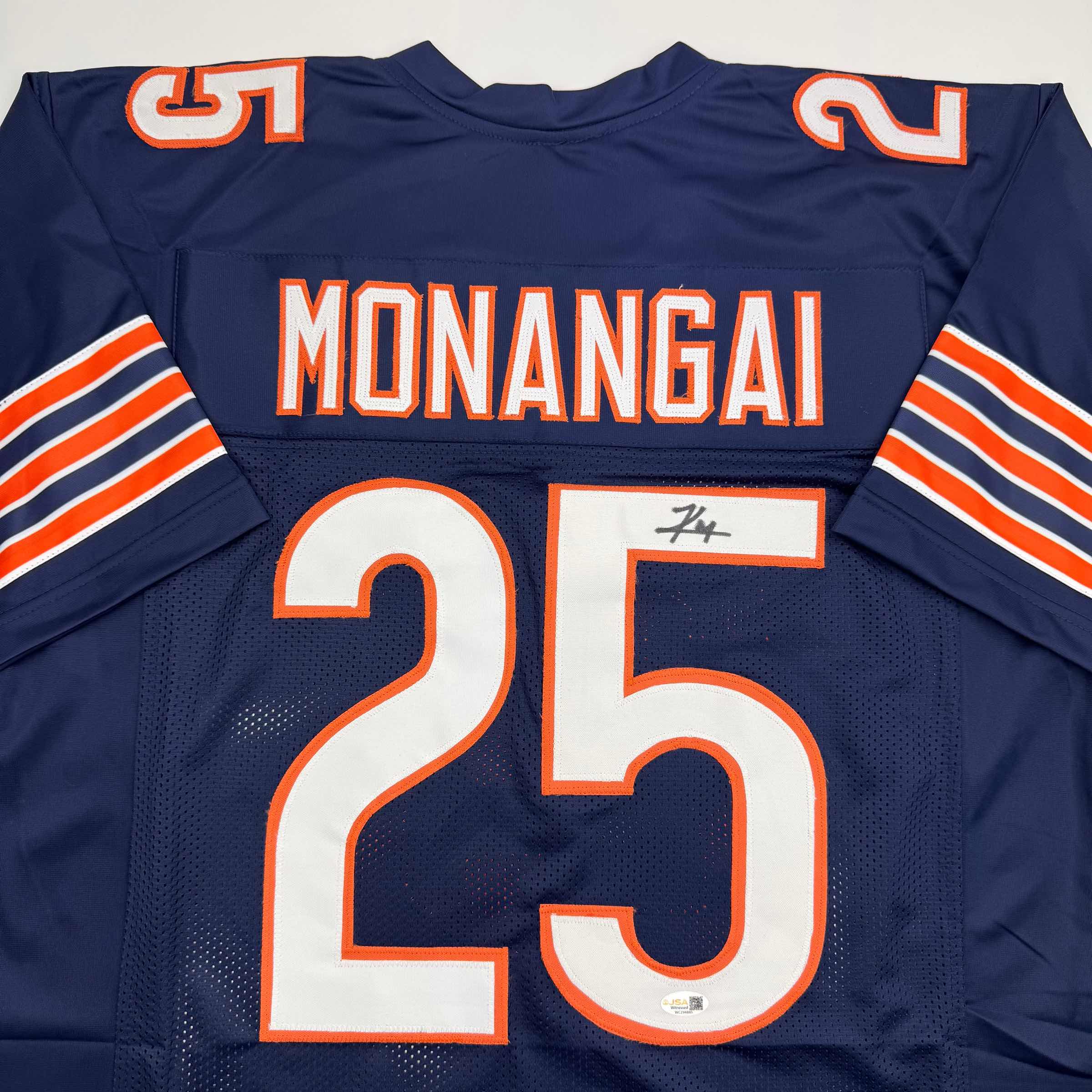 Autographed/Signed Kyle Monangai Chicago Blue Football Jersey JSA COA - Image 2