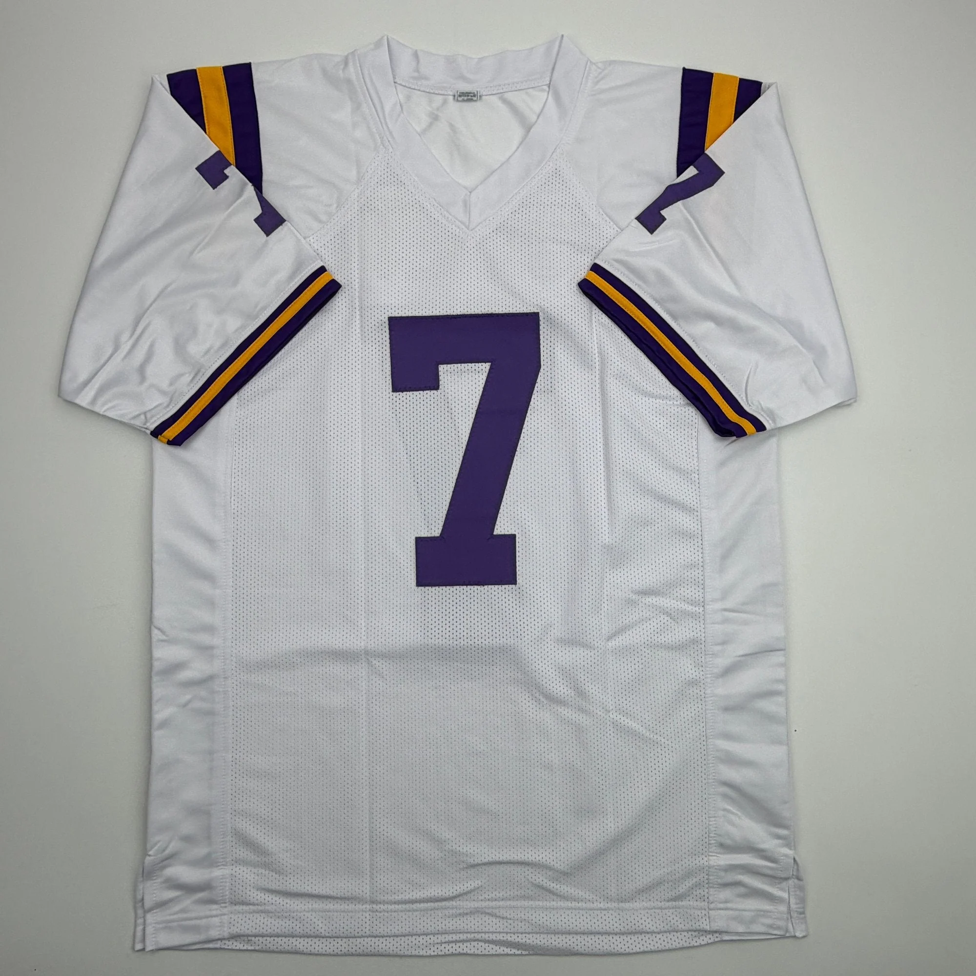 Autographed/Signed Leonard Fournette LSU White College Football Jersey Beckett BAS COA - Image 4