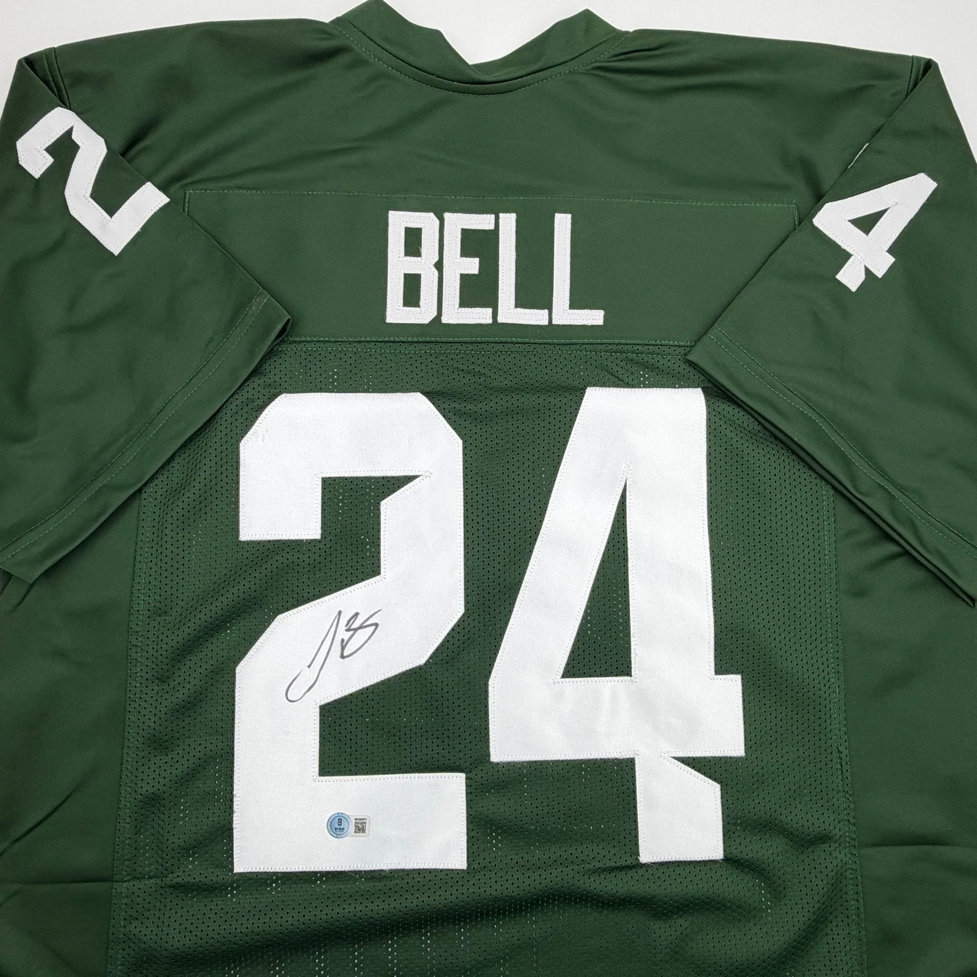 Autographed/Signed Le'Veon LeVeon Bell Michigan State Green College Football Jersey Beckett BAS COA - Image 2