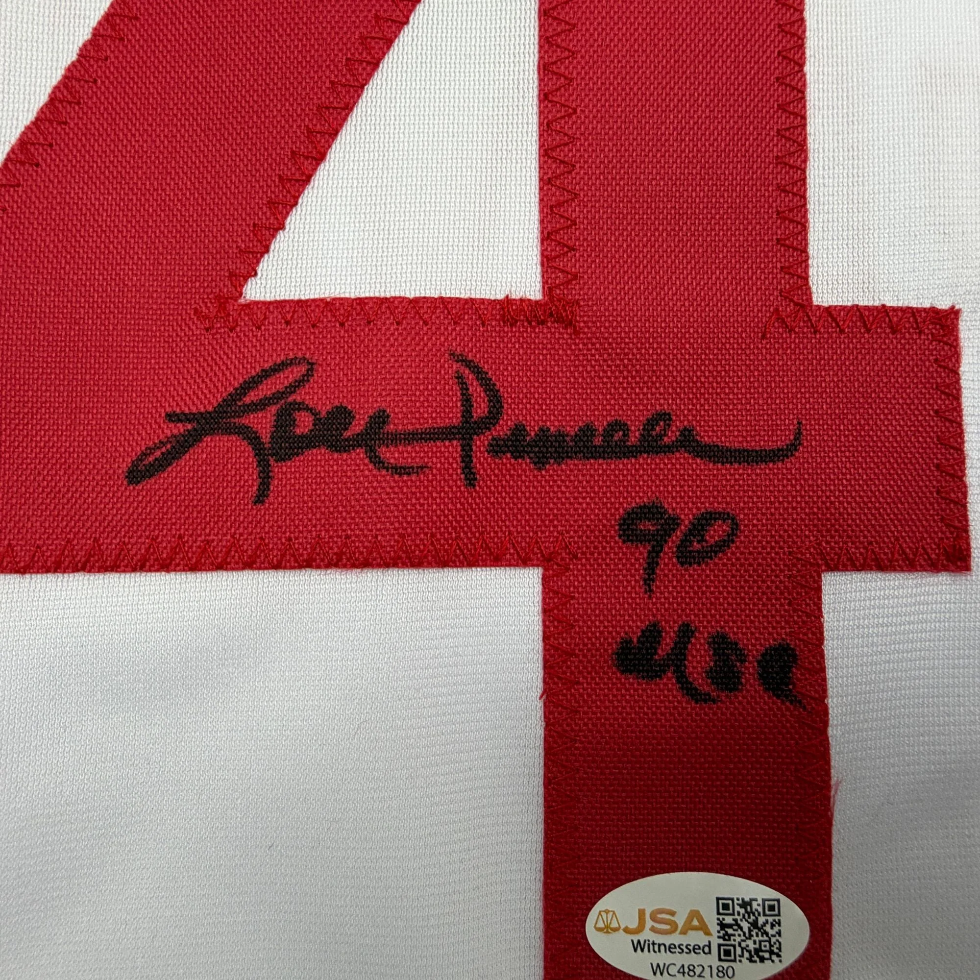Autographed/Signed Lou Piniella 90 WSC Cincinnati White Baseball Jersey JSA COA - Image 3