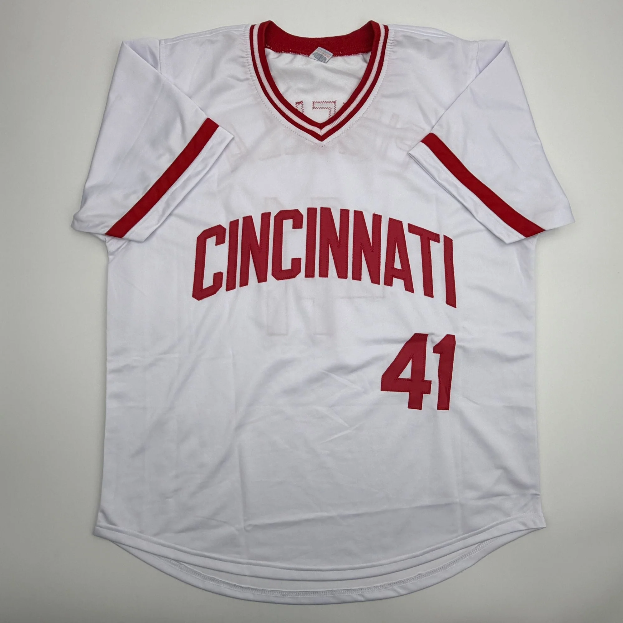 Autographed/Signed Lou Piniella 90 WSC Cincinnati White Baseball Jersey JSA COA - Image 4