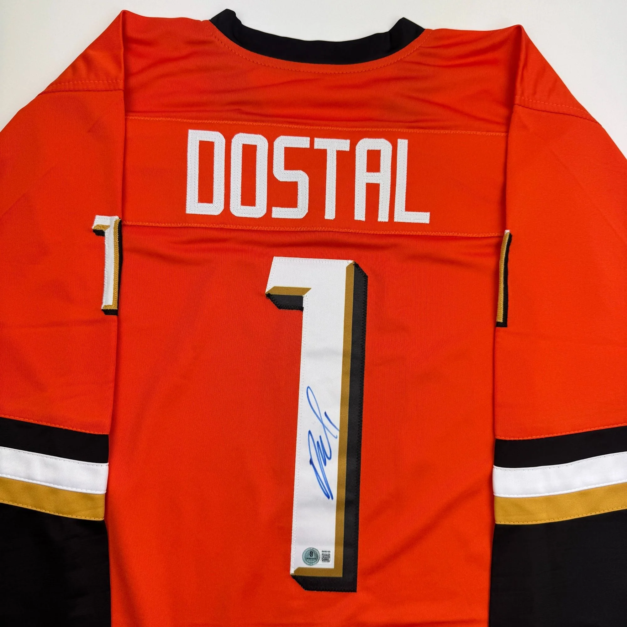 Autographed/Signed Lukas Dostal Anaheim Orange Hockey Jersey Beckett BAS COA - Image 2