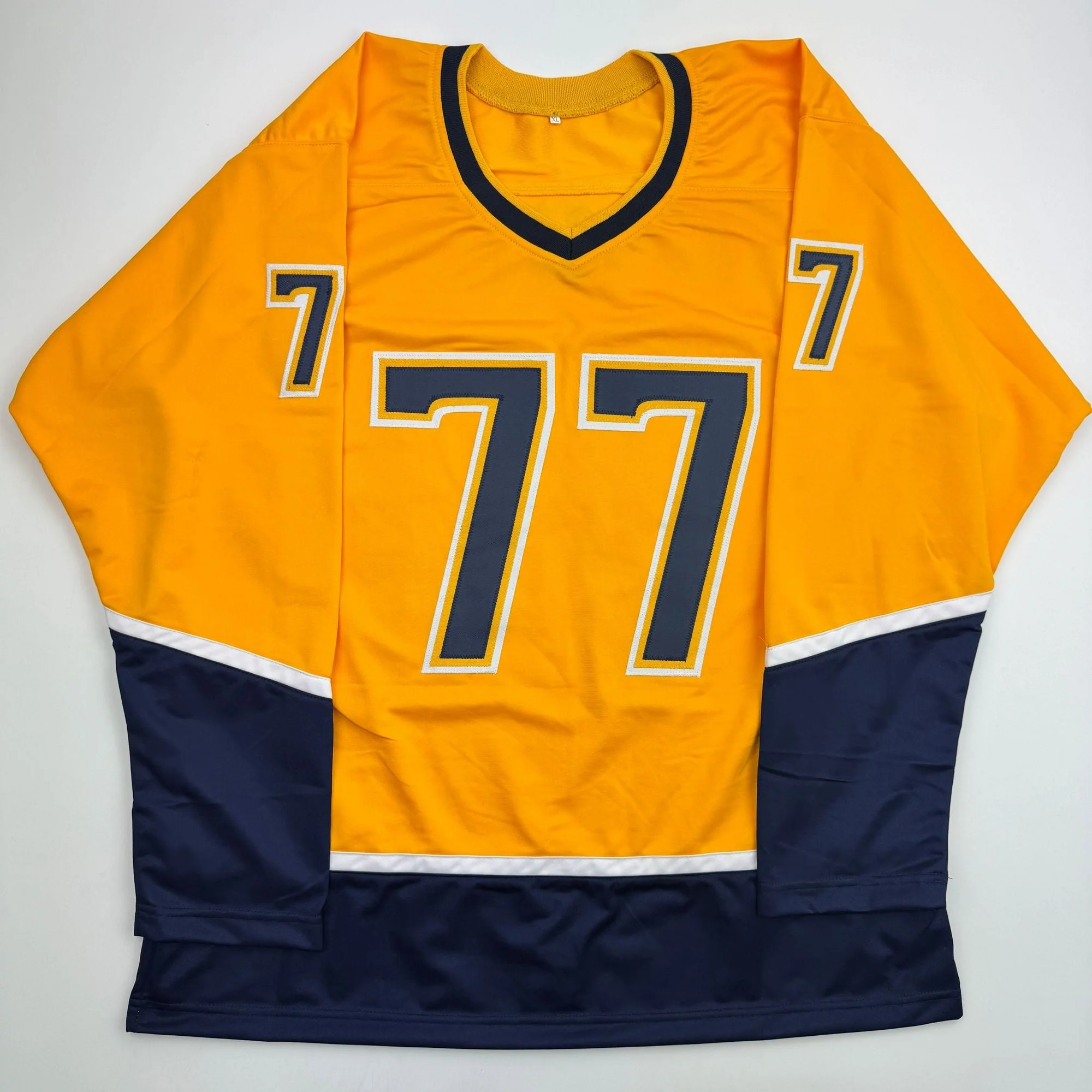 Autographed/Signed Luke Evangelista Nashville Yellow Hockey Jersey JSA COA - Image 4