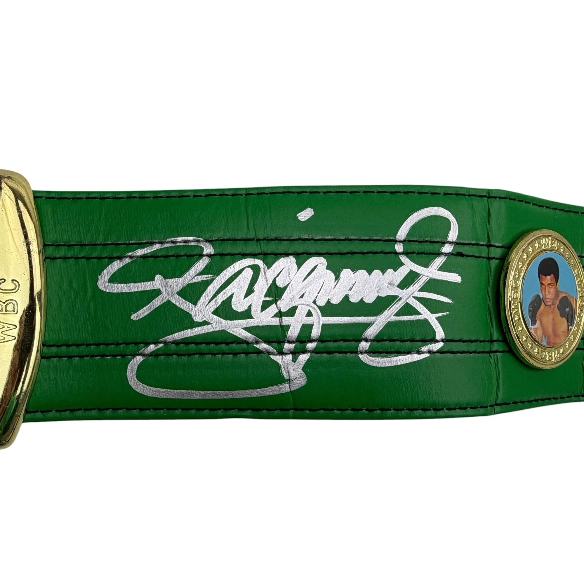 Autographed/Signed Manny Pacquiao Pac-Man WBC Green Boxing Replica Championship Belt Beckett BAS COA - Image 2