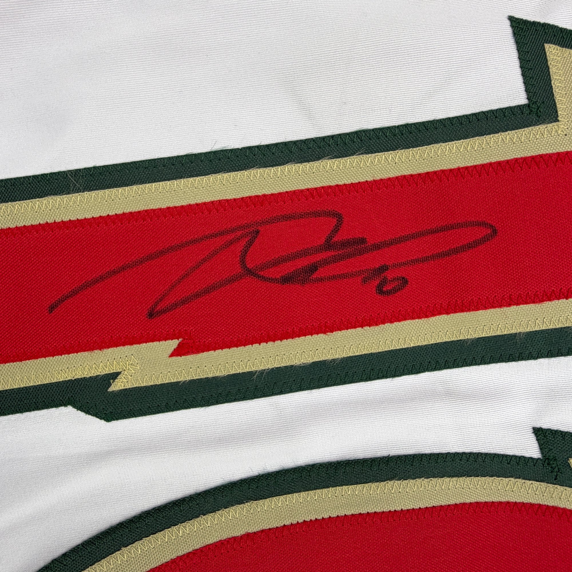 Autographed/Signed Marian Gaborik Minnesota White 25th Anniversary Hockey Jersey Beckett BAS COA - Image 3