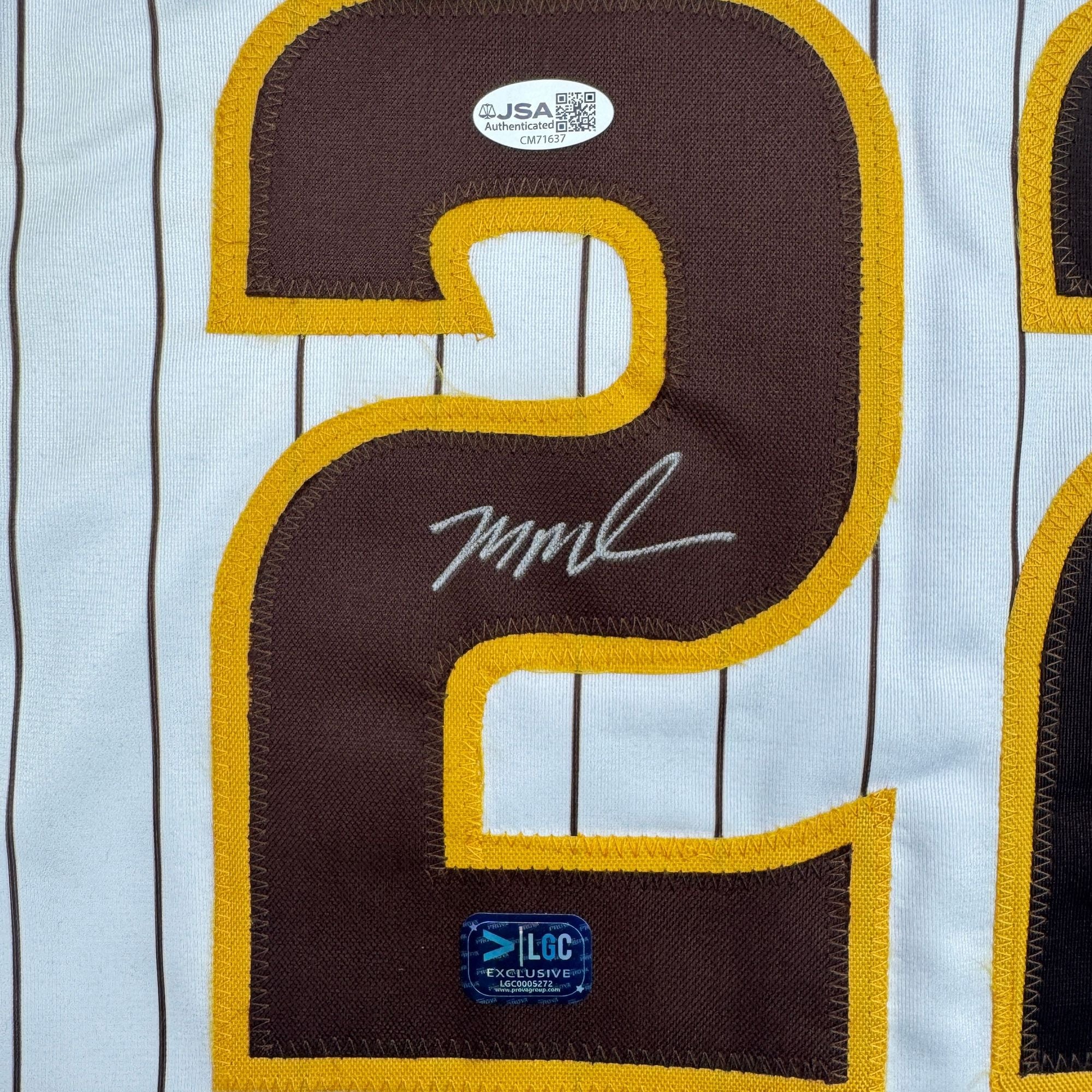 Autographed/Signed Mason Miller San Diego Pinstripe Baseball Jersey JSA COA - Image 3