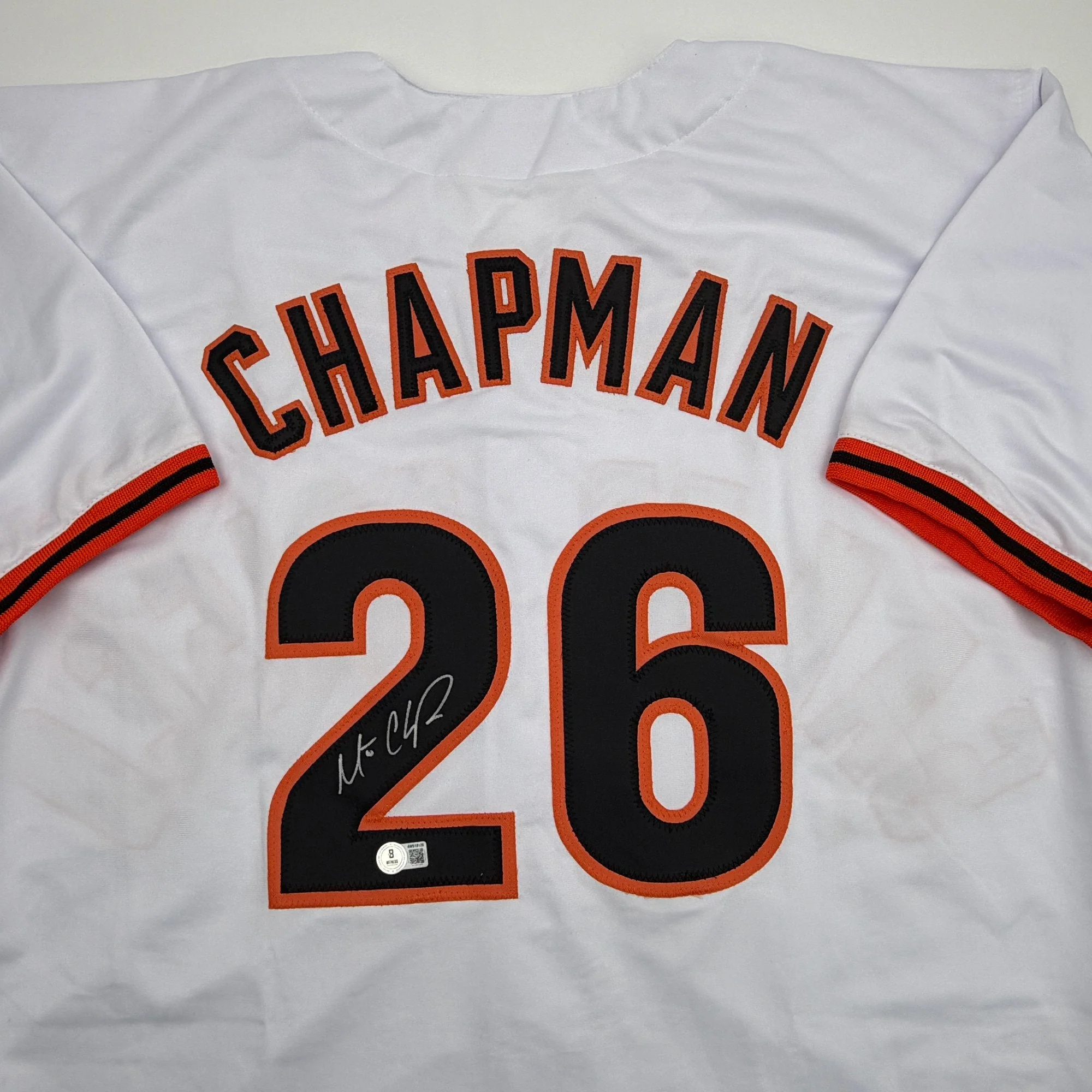 Autographed/Signed Matt Chapman San Francisco White Baseball Jersey Beckett BAS COA - Image 2