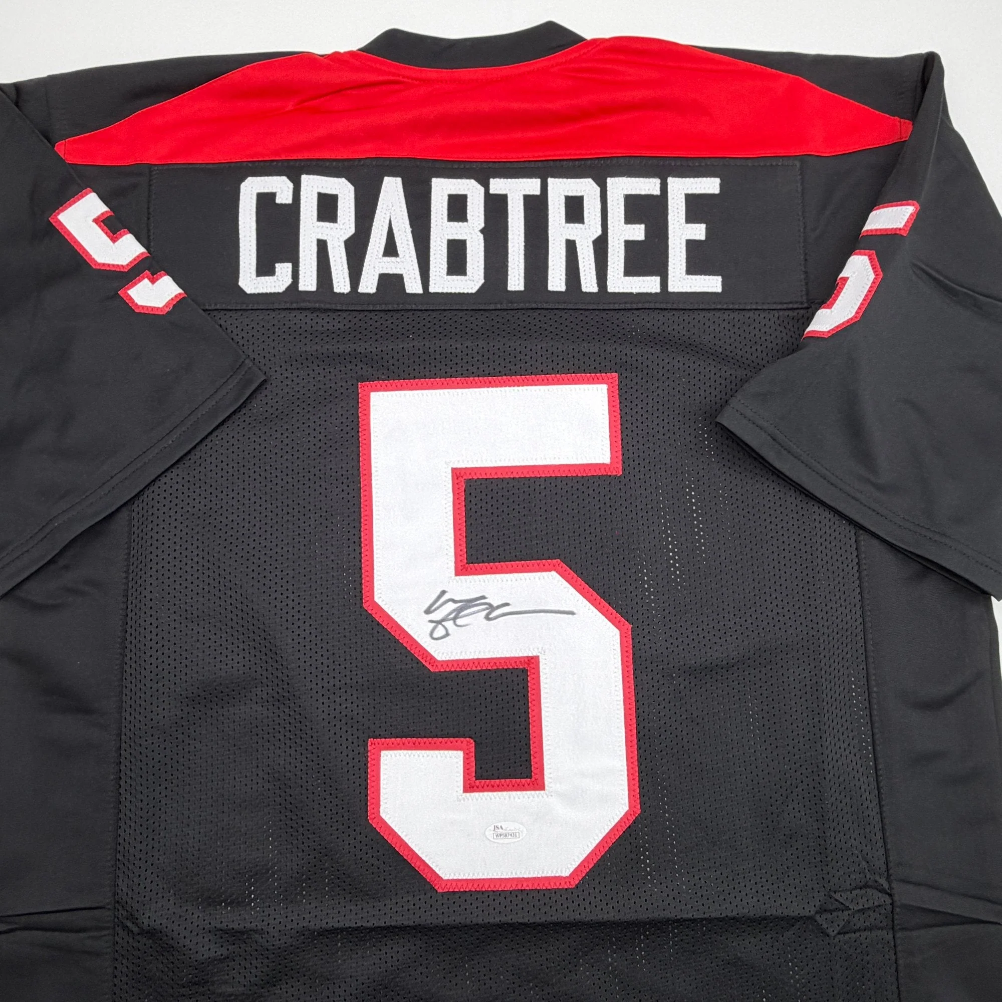 Autographed/Signed Michael Crabtree Texas Tech Black College Football Jersey JSA COA - Image 2