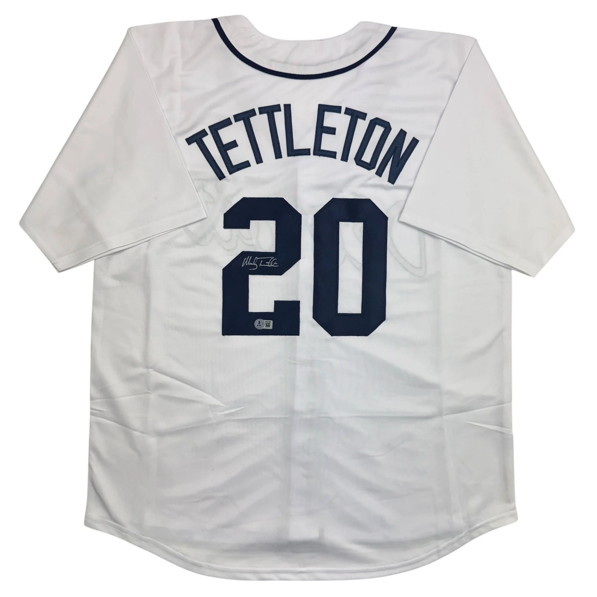 Autographed/Signed Mickey Tettleton Detroit White Baseball Jersey Beckett BAS COA