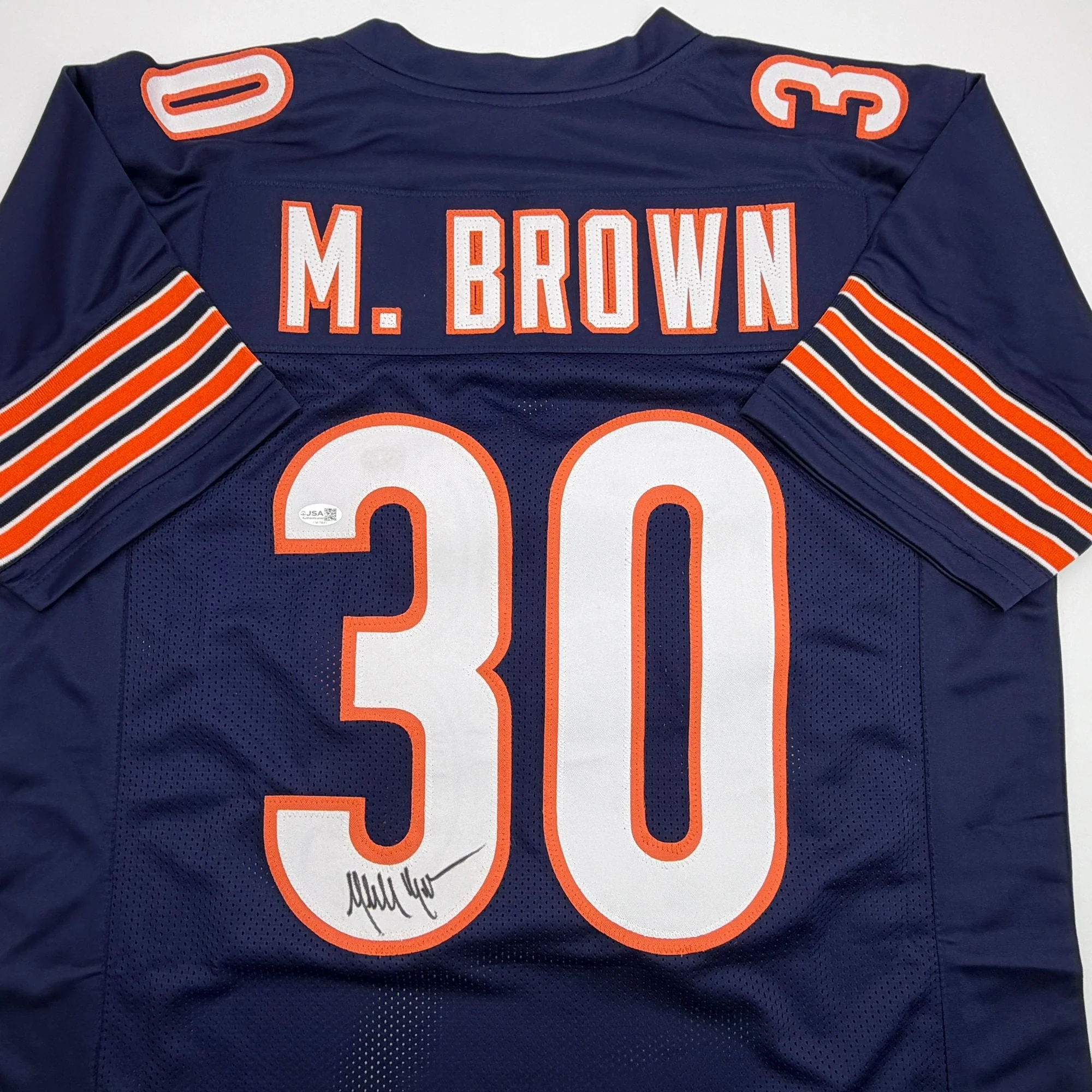 Autographed/Signed Mike Brown Chicago Blue Football Jersey JSA COA - Image 2