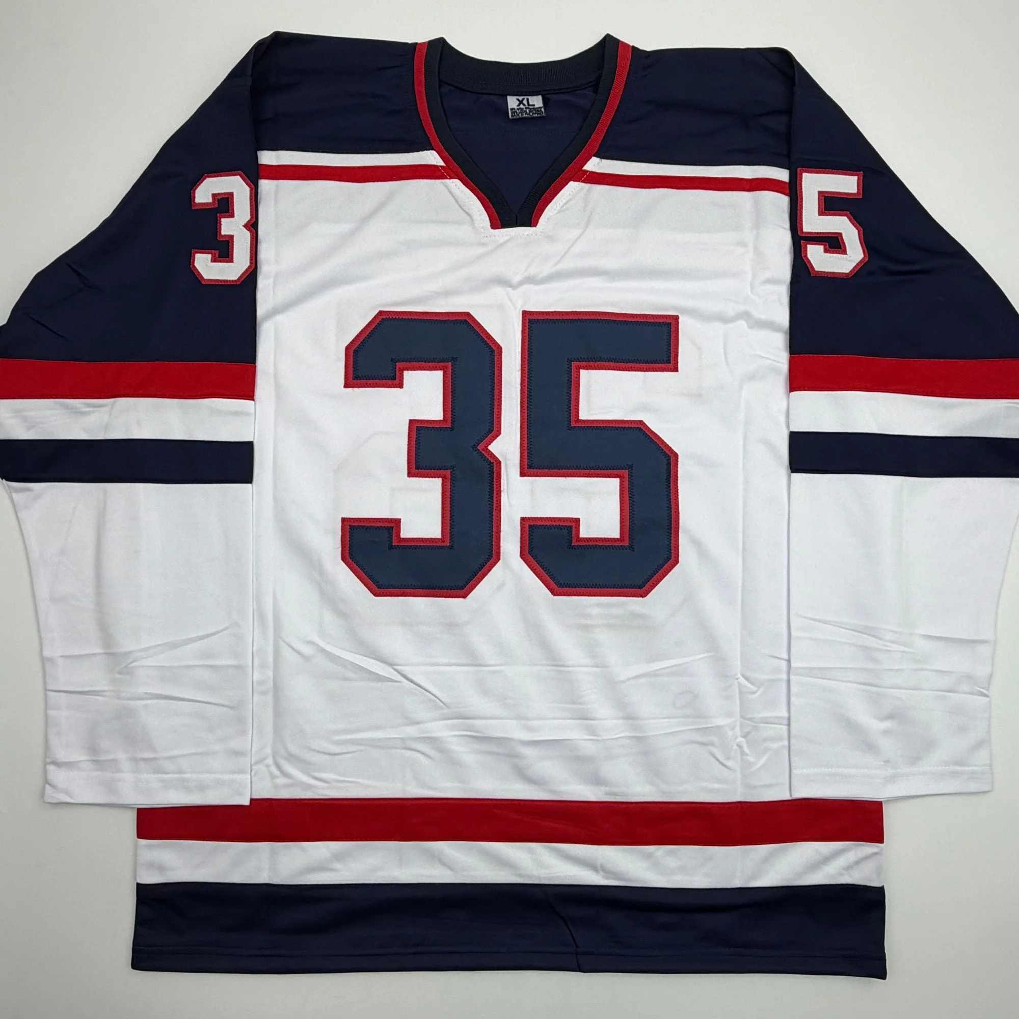 Autographed/Signed Mike Richter USA United States White Hockey Jersey JSA COA - Image 4