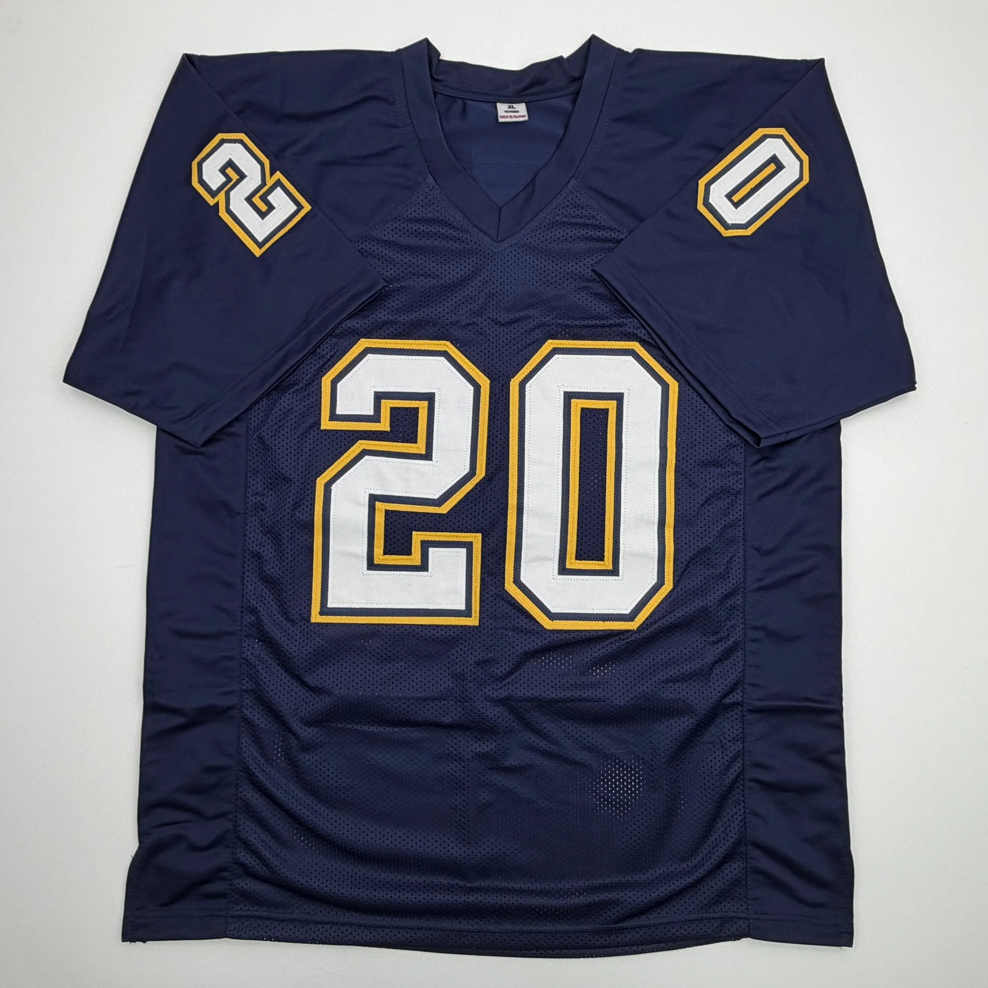 Autographed/Signed Natrone Means Los Angeles San Diego Navy Blue Football Jersey Beckett BAS COA - Image 4