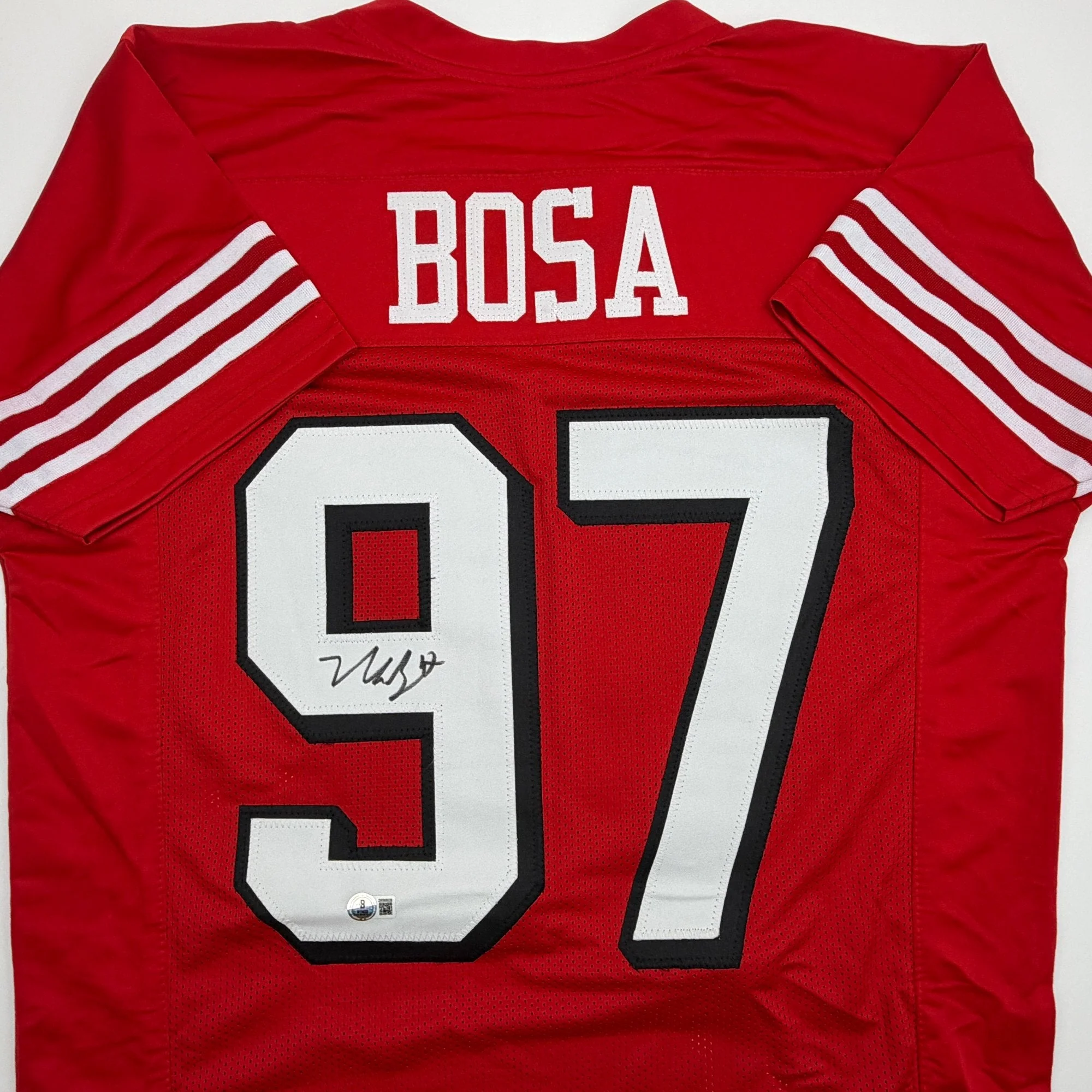 Autographed/Signed Nick Bosa San Francisco Red Alternate Football Jersey Beckett BAS COA - Image 2