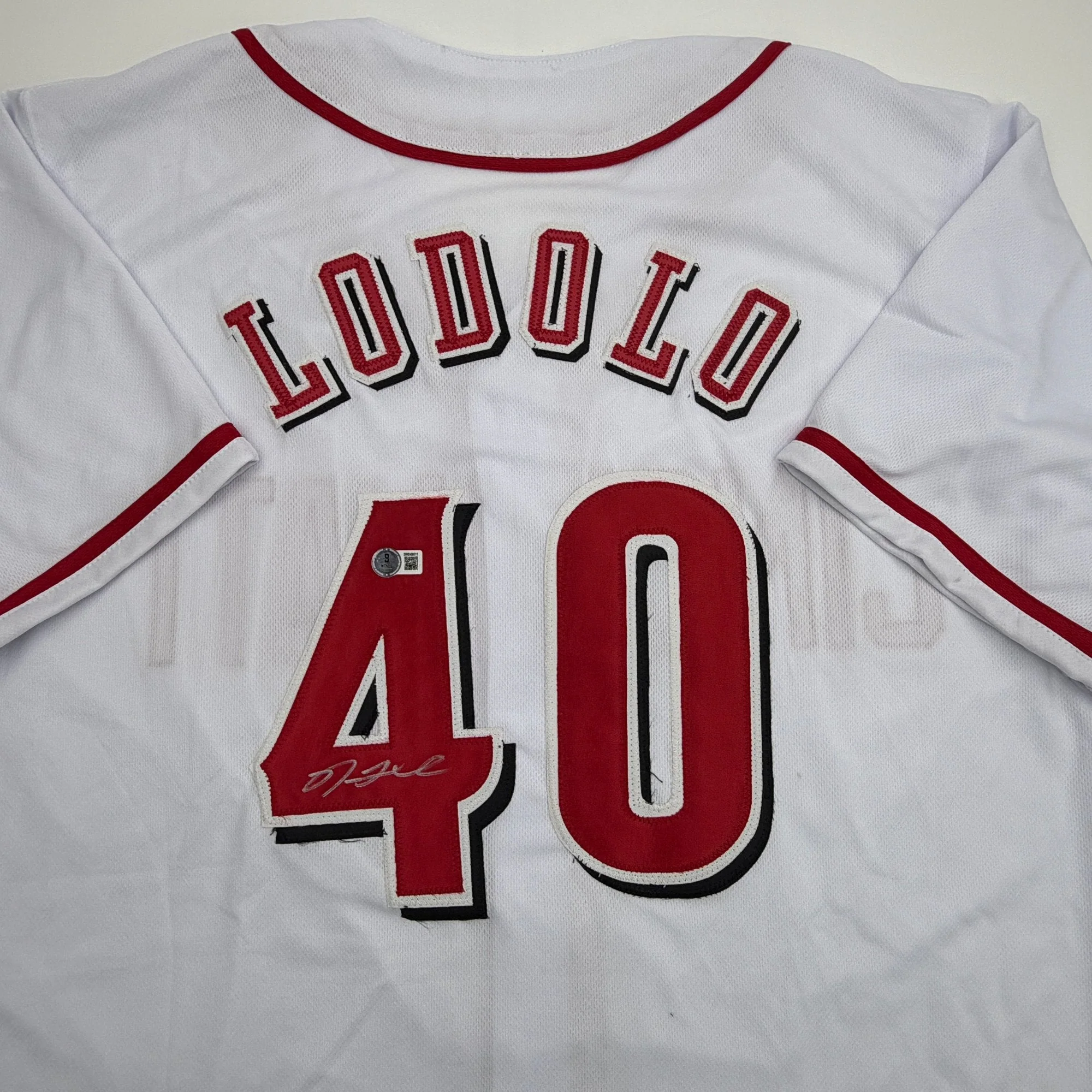 Autographed/Signed Nick Lodolo Cincinnati White Baseball Jersey Beckett BAS COA - Image 2