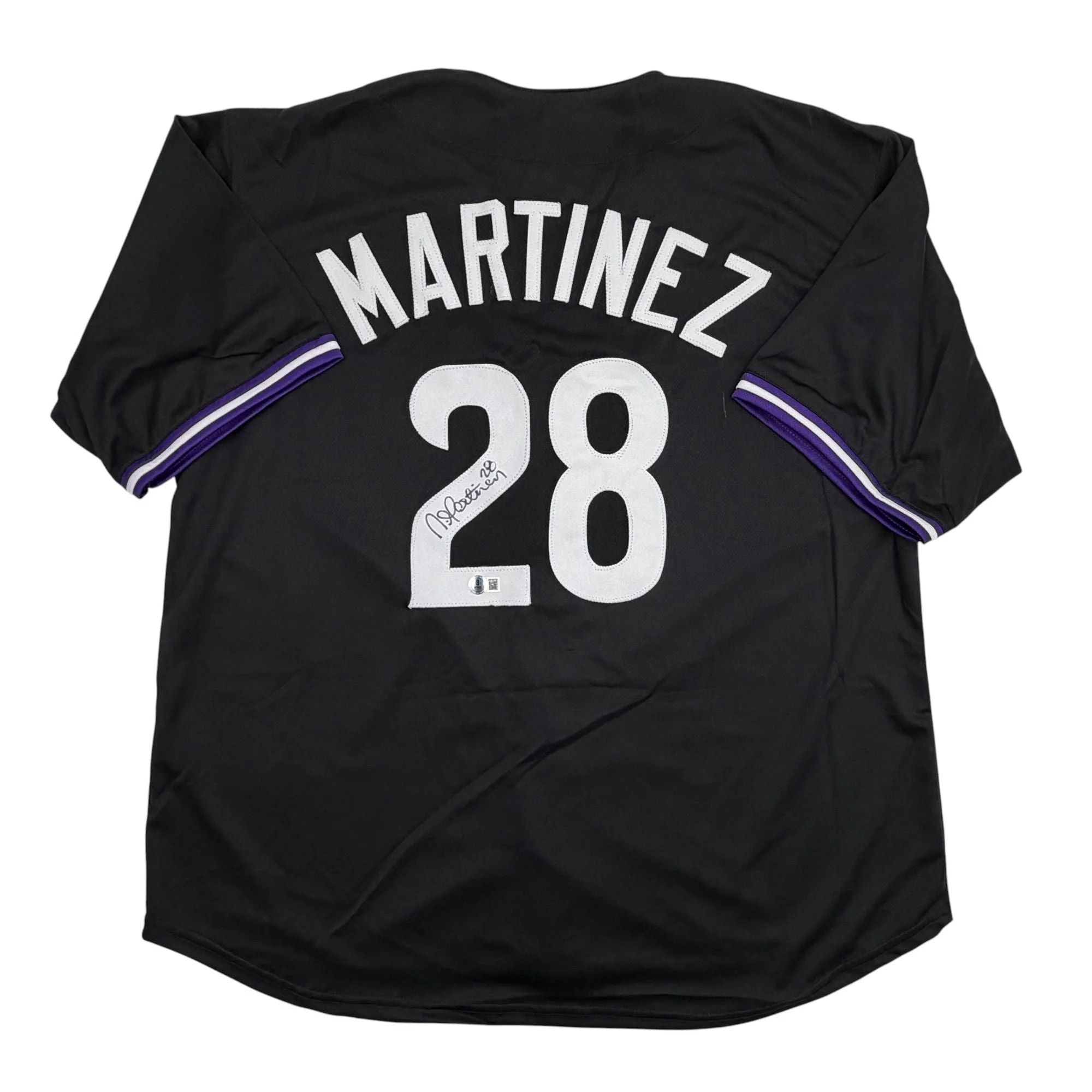 Autographed/Signed Nick Martinez Tampa Bay Black Baseball Jersey Beckett BAS COA