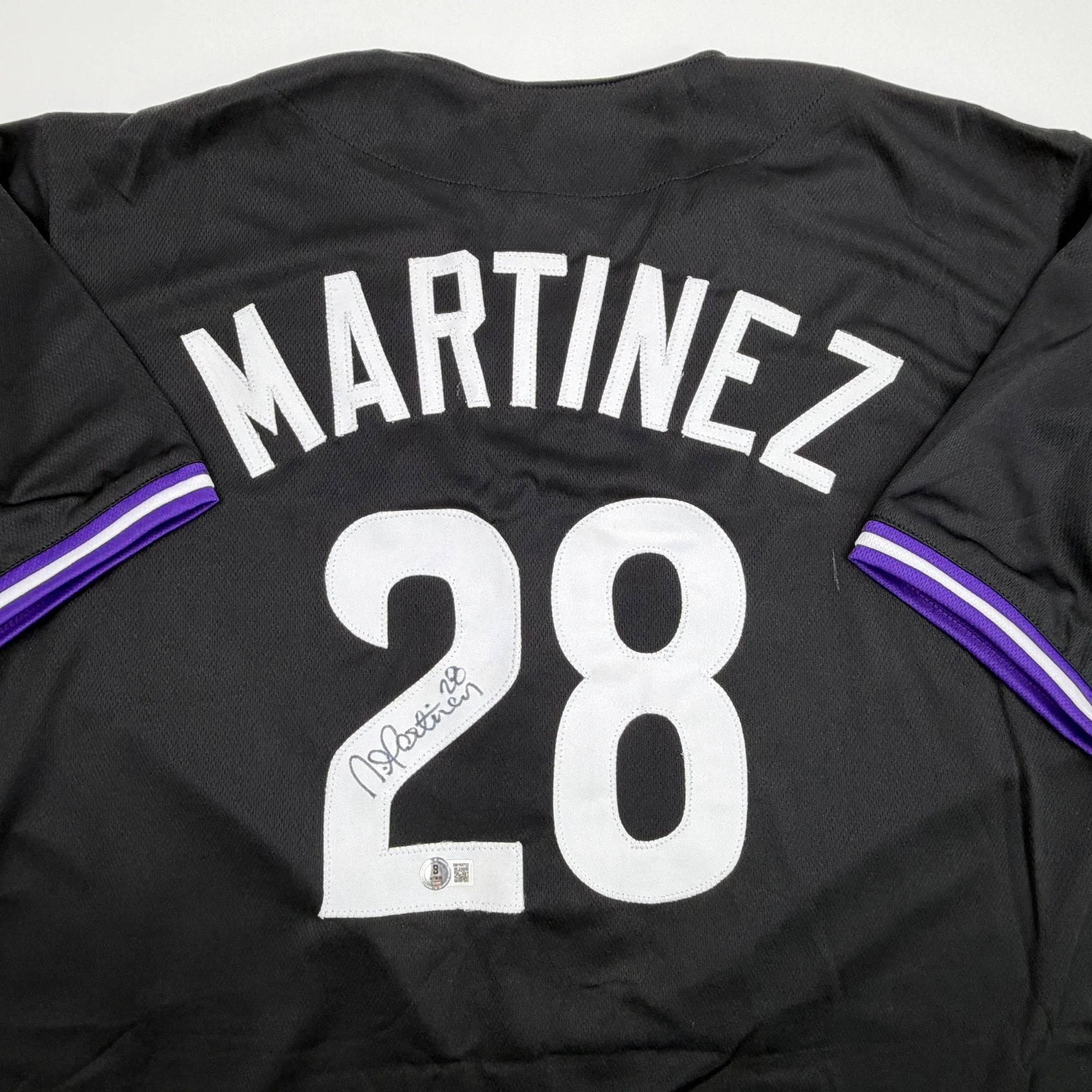 Autographed/Signed Nick Martinez Tampa Bay Black Baseball Jersey Beckett BAS COA - Image 2