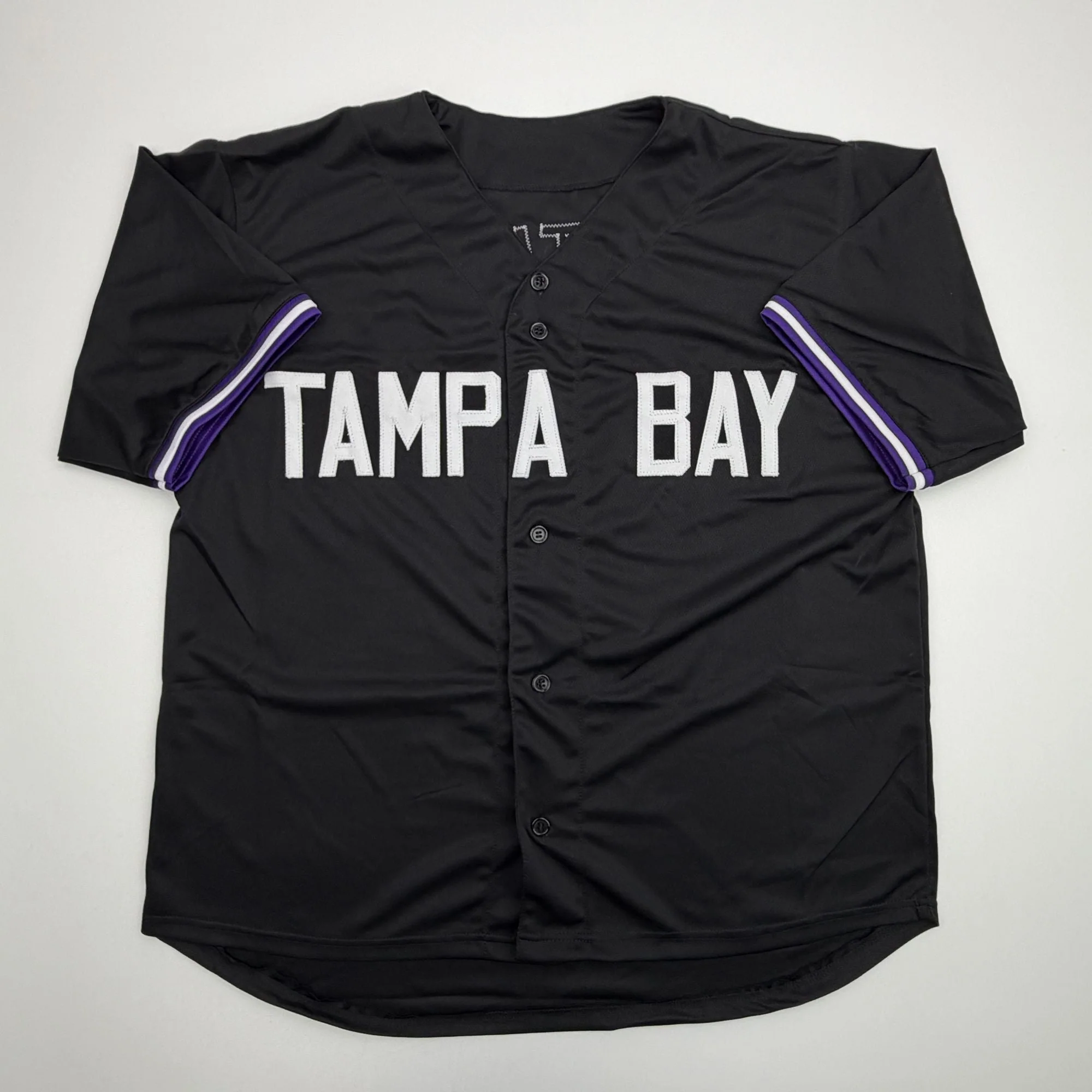 Autographed/Signed Nick Martinez Tampa Bay Black Baseball Jersey Beckett BAS COA - Image 4