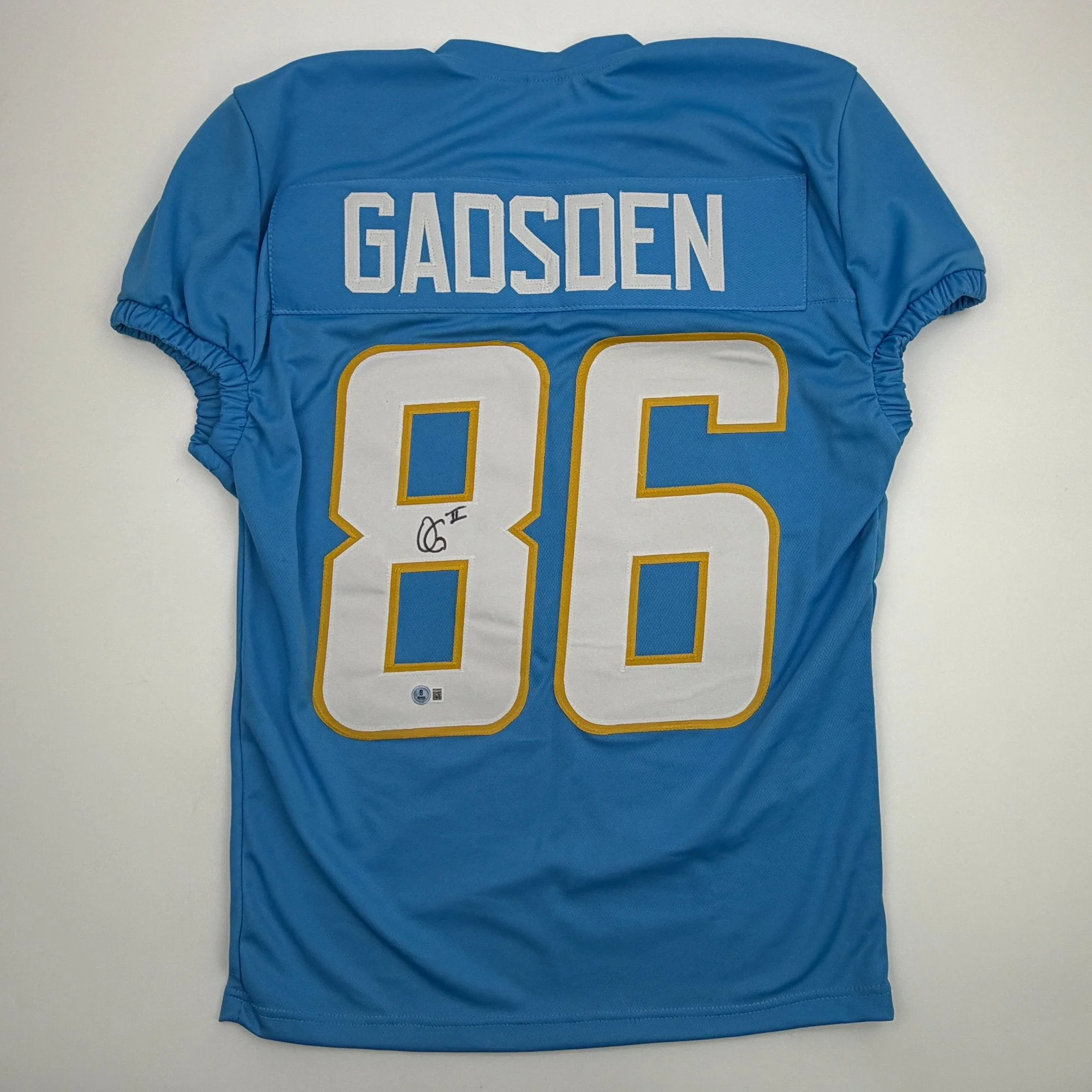 Autographed/Signed Oronde Gadsden Los Angeles San Diego Powder Blue Pro Cut Football Jersey Beckett BAS COA