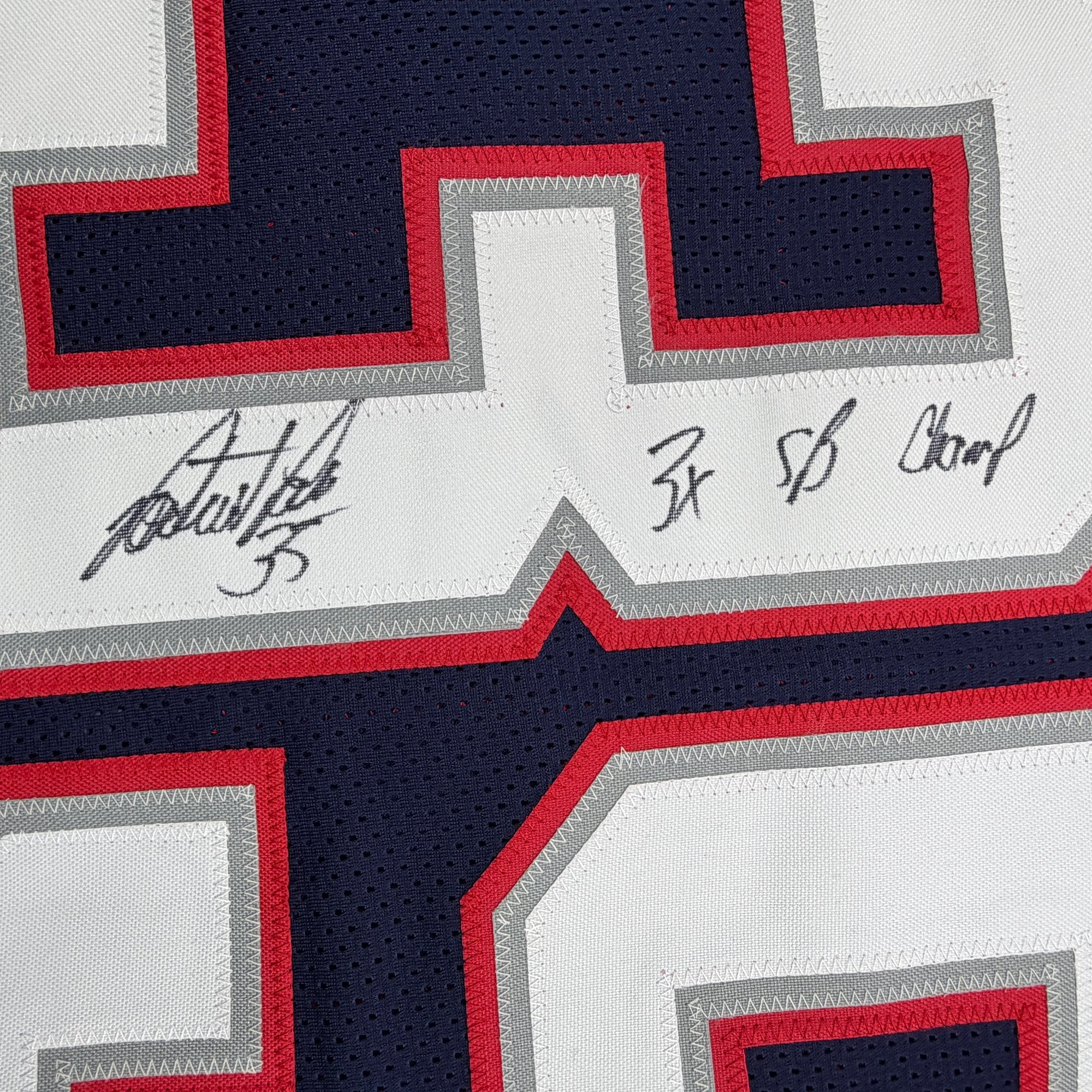 Autographed/Signed Patrick Pass 3x SB Champ New England Blue Football Jersey Beckett BAS COA - Image 3