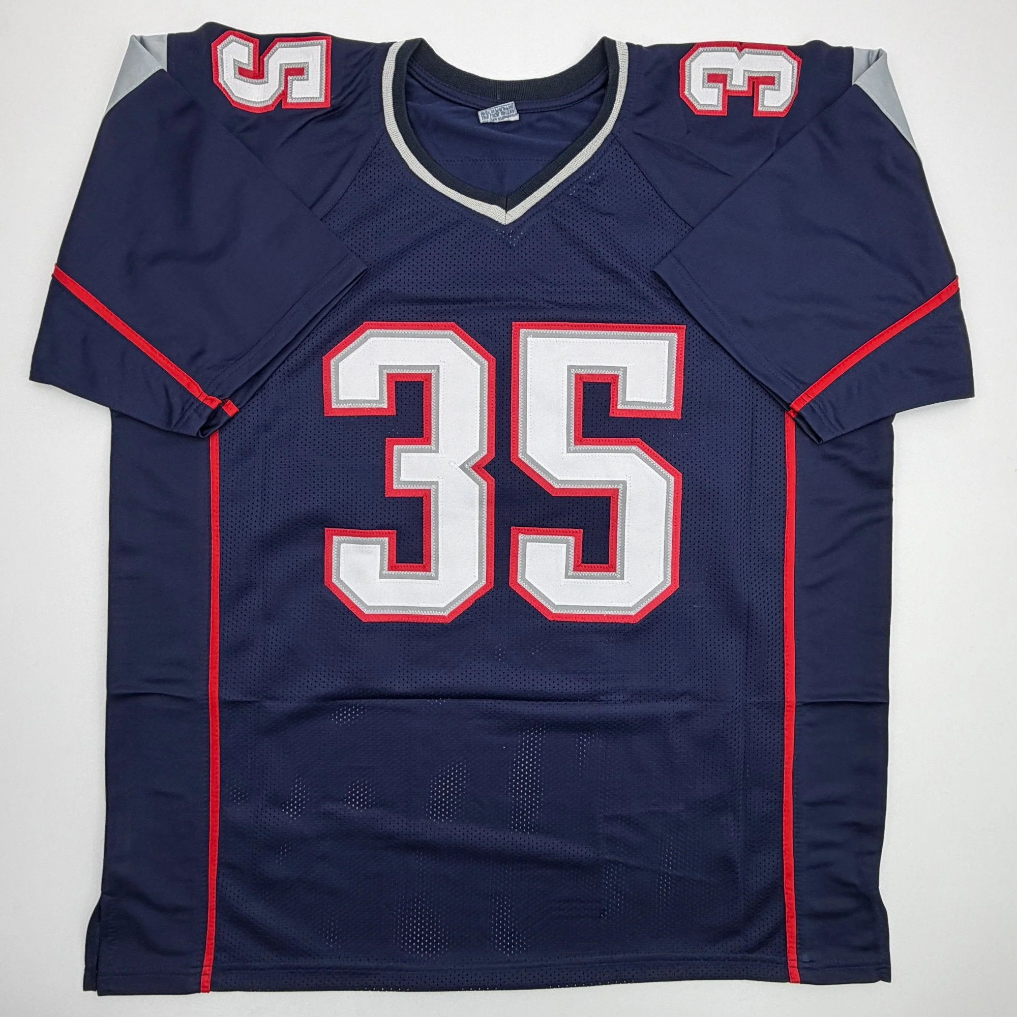 Autographed/Signed Patrick Pass 3x SB Champ New England Blue Football Jersey Beckett BAS COA - Image 4