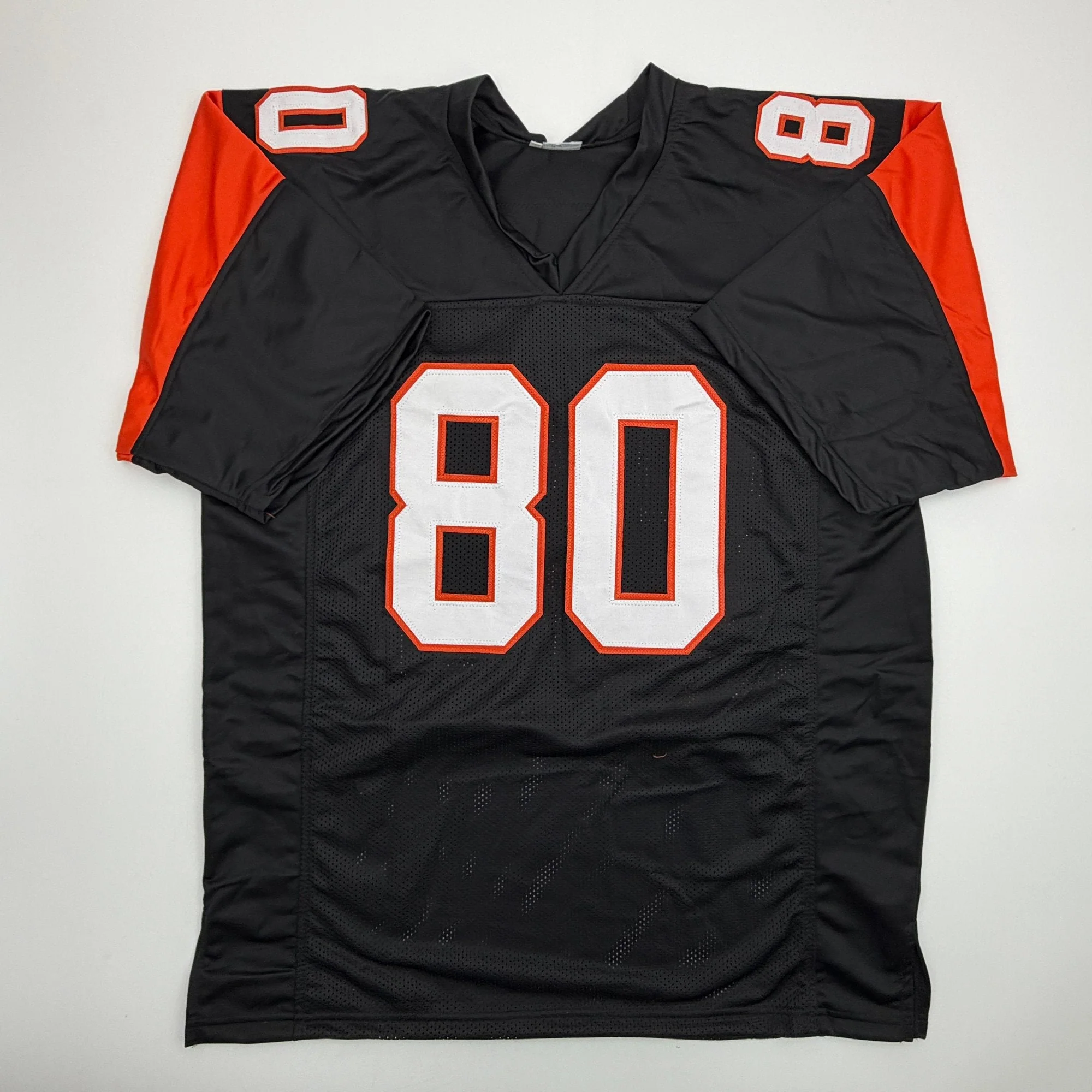 Autographed/Signed Peter Warrick Cincinnati Black Football Jersey Beckett BAS COA - Image 4
