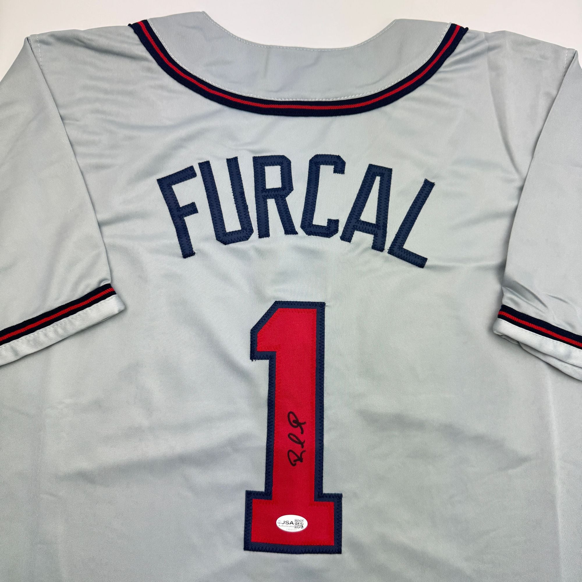 Autographed/Signed Rafael Furcal Atlanta Grey Baseball Jersey JSA COA - Image 2