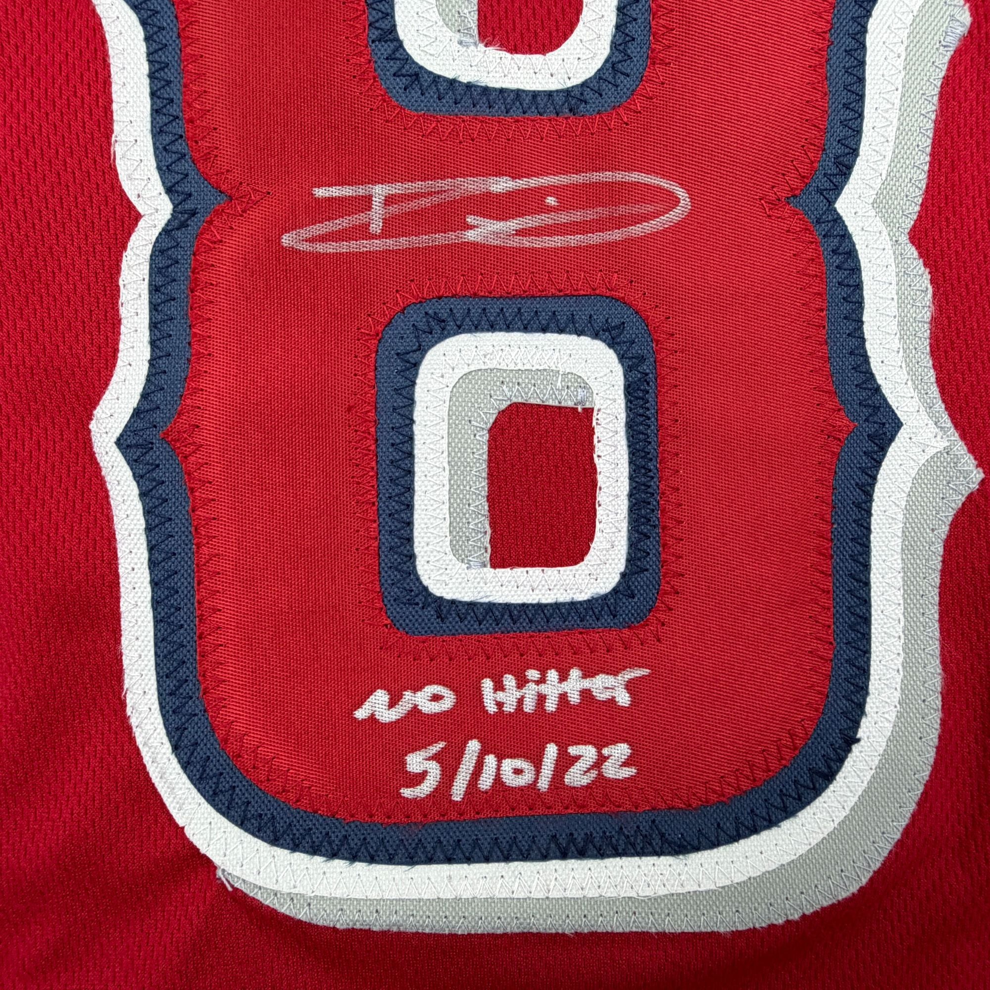 Autographed/Signed Reid Detmers Los Angeles Anaheim Red Baseball Jersey Beckett BAS COA - Image 3