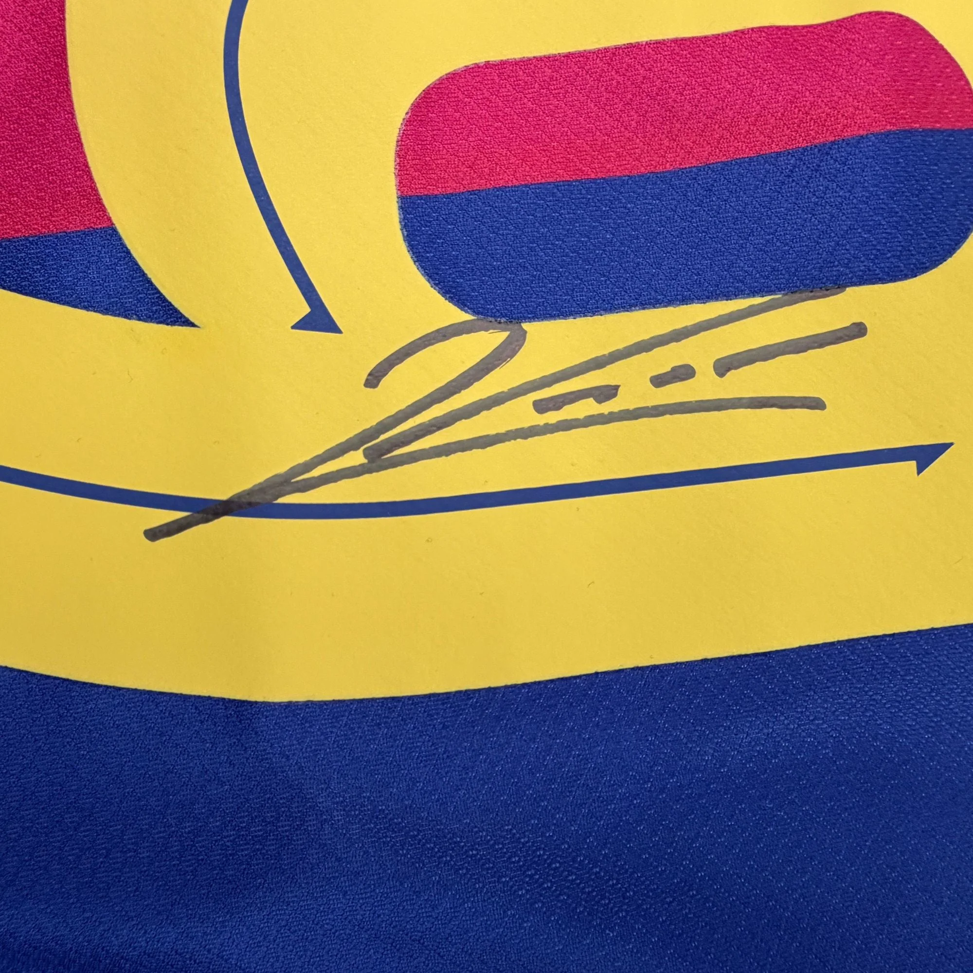 Autographed/Signed Robert Lewandowski FC Barcelona Blue/Red Soccer Futbol Jersey Beckett BAS COA - Image 3