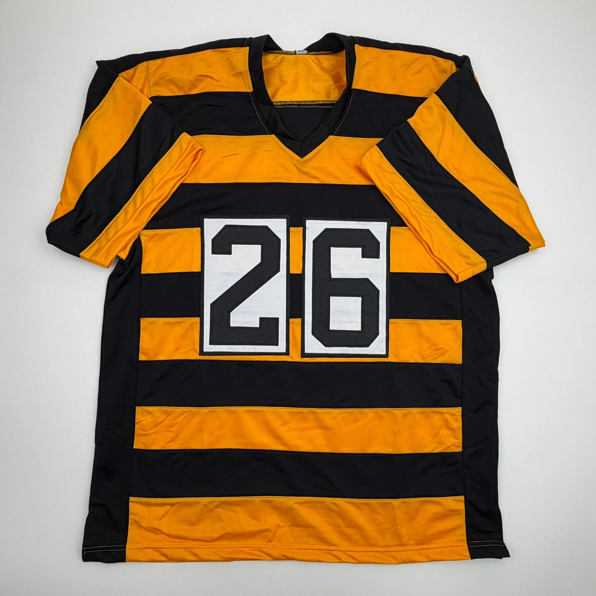 Autographed/Signed Rod Woodson HOF 09 Pittsburgh Bumbe Bee Football Jersey Beckett BAS COA - Image 4