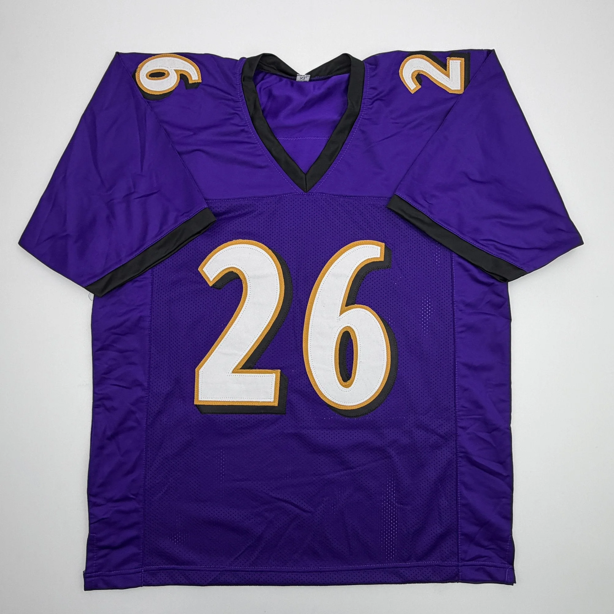 Autographed/Signed Rod Woodson SB XXXV Champs Baltimore Purple Football Jersey Beckett BAS COA - Image 4