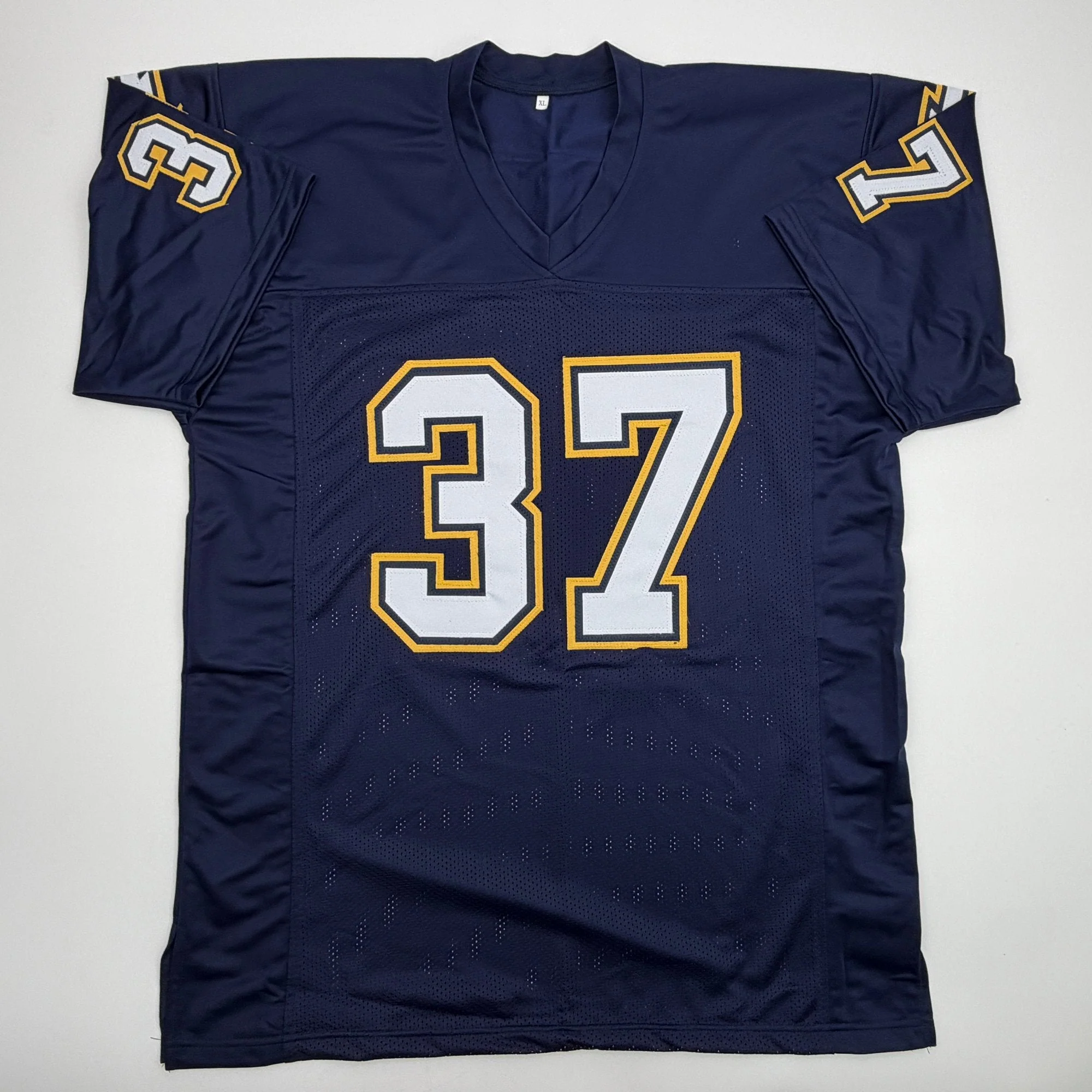 Autographed/Signed Rodney Harrison Los Angeles San Diego Navy Blue Football Jersey Beckett BAS COA - Image 4