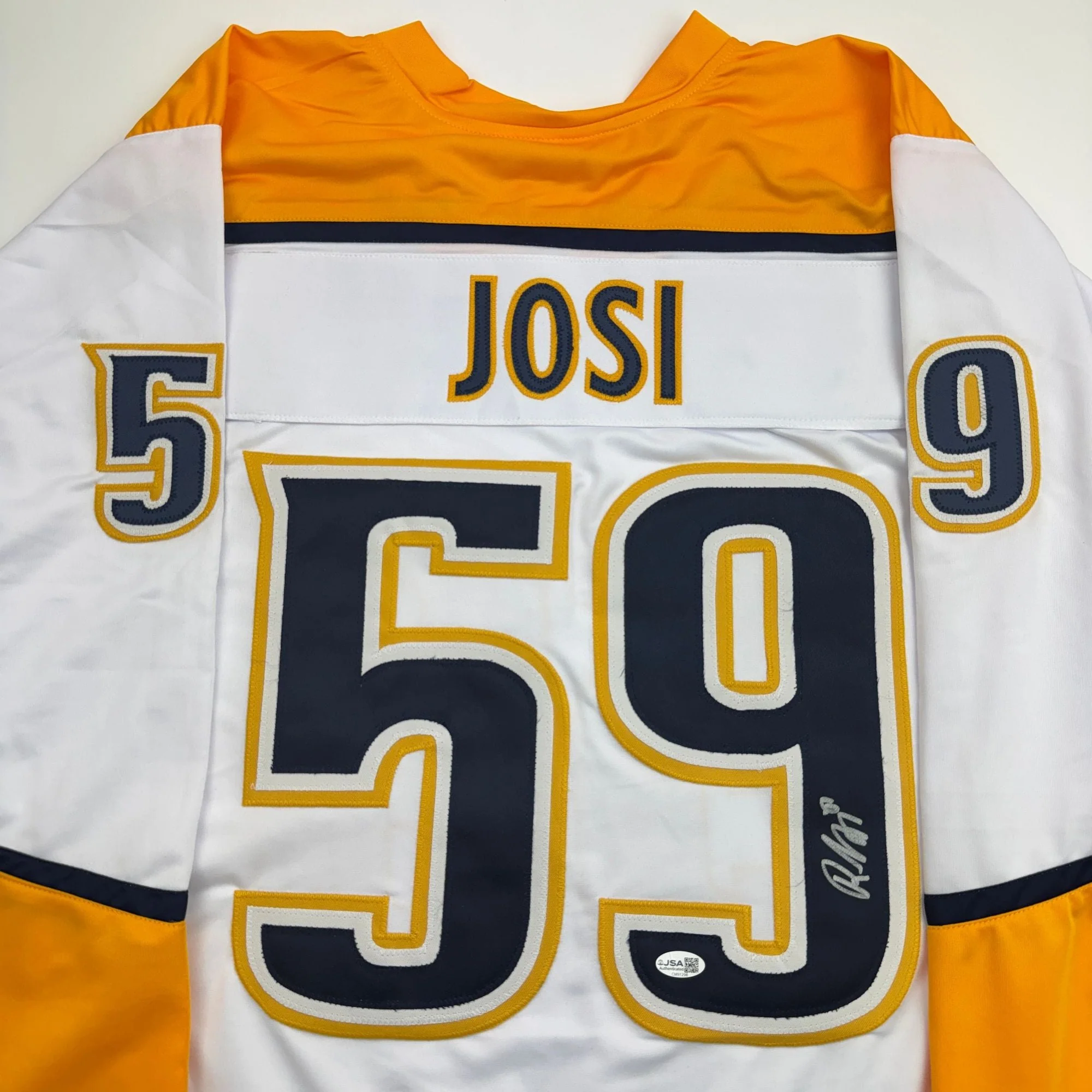 Autographed/Signed Roman Josi Nashville White Hockey Jersey JSA COA - Image 2