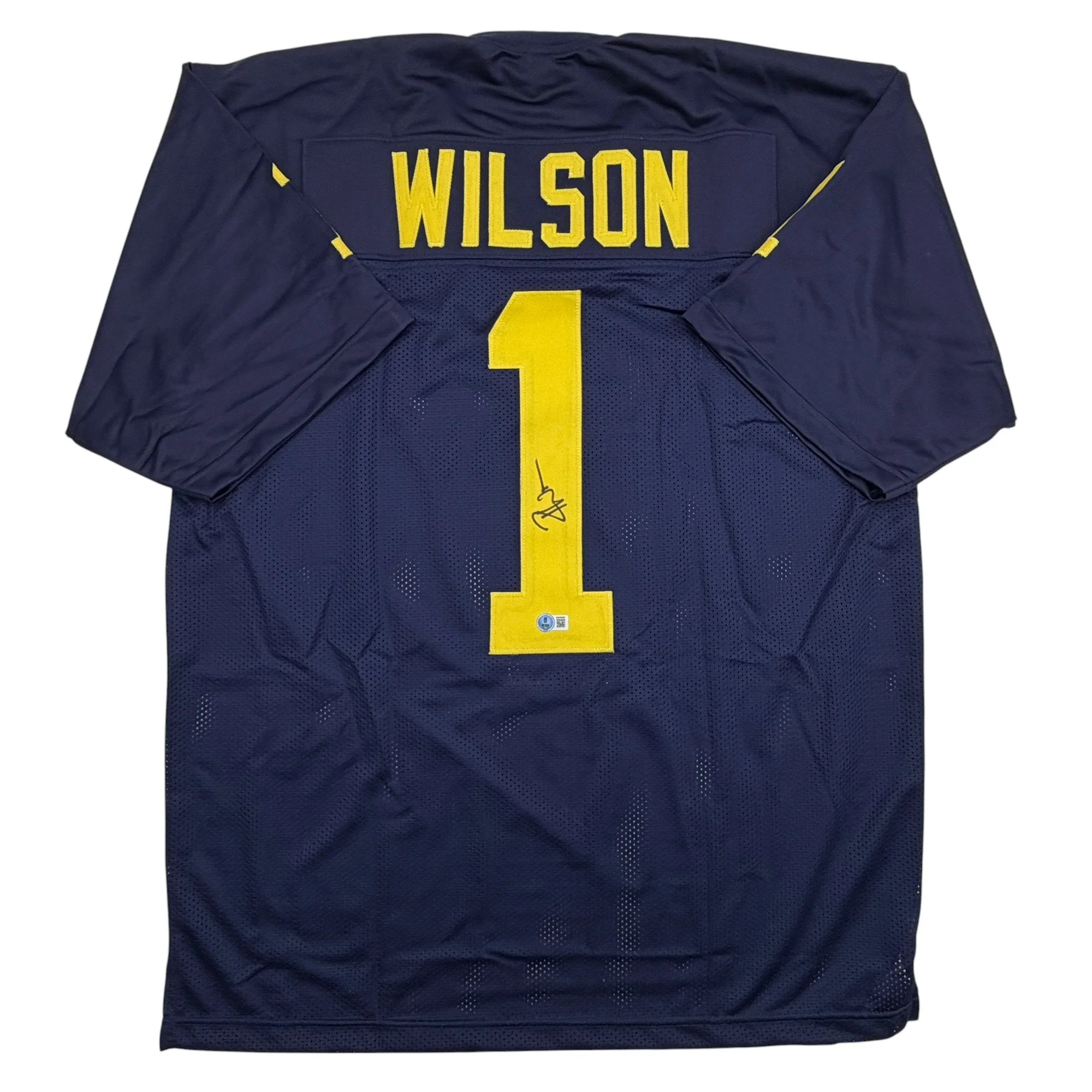 Autographed/Signed Roman Wilson Michigan Blue College Football Jersey Beckett BAS COA