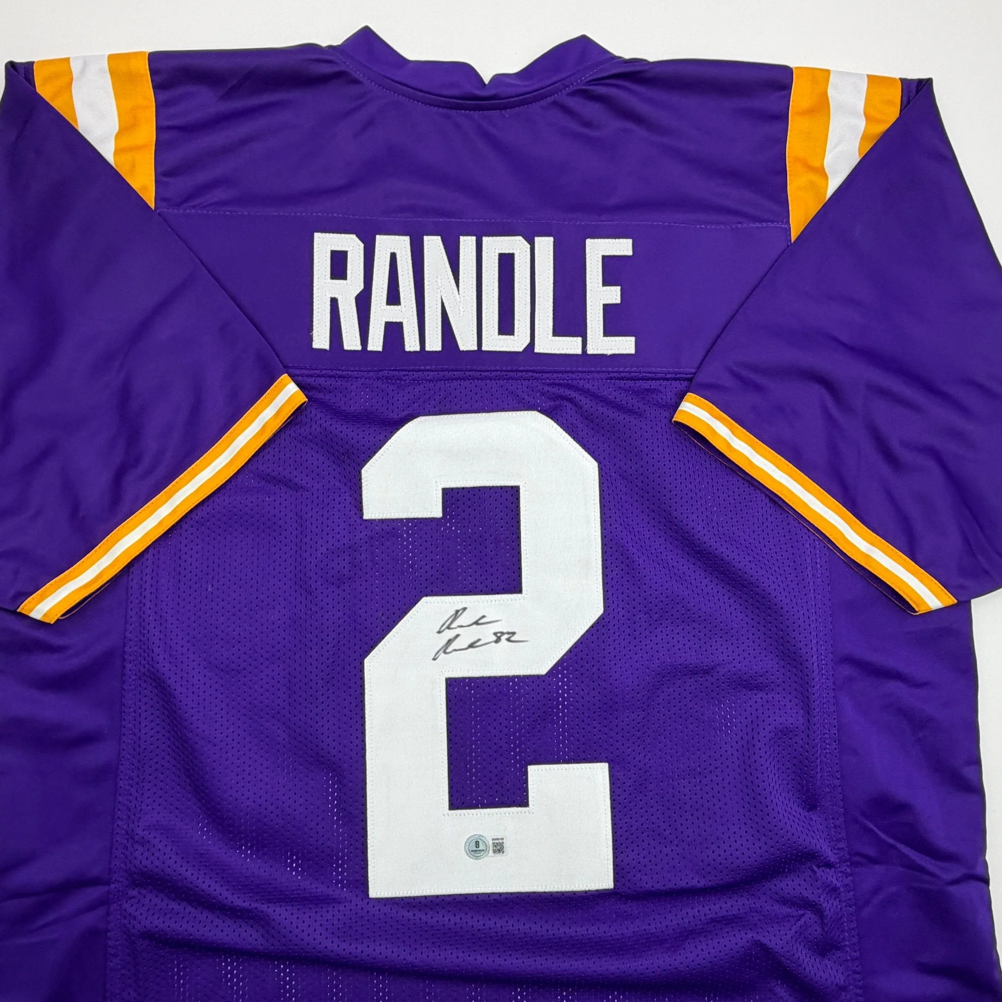 Autographed/Signed Rueben Randle LSU Purple College Football Jersey Beckett BAS COA - Image 2