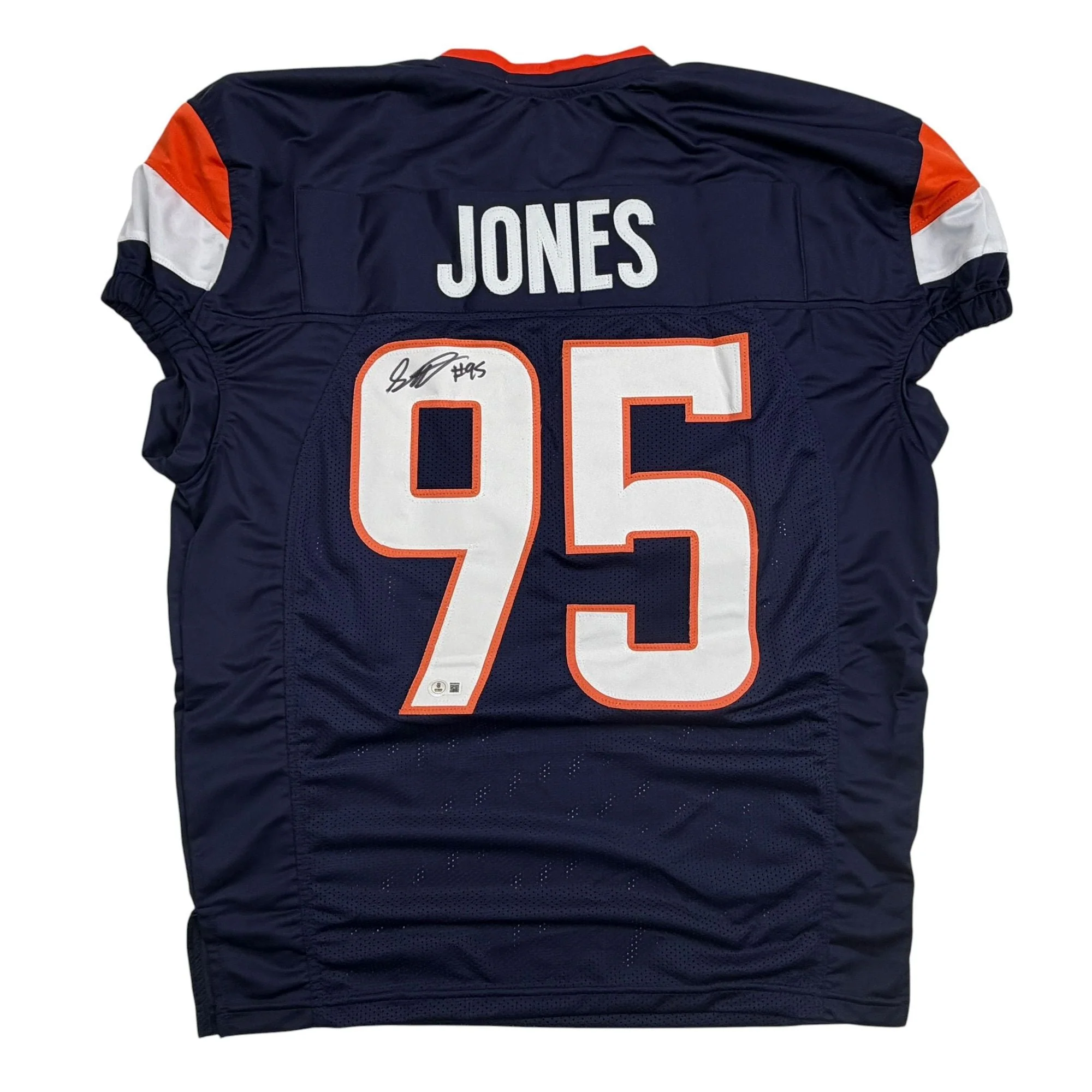 Autographed/Signed Sai'vion Jones Denver Blue Pro Cut Football Jersey Beckett BAS COA