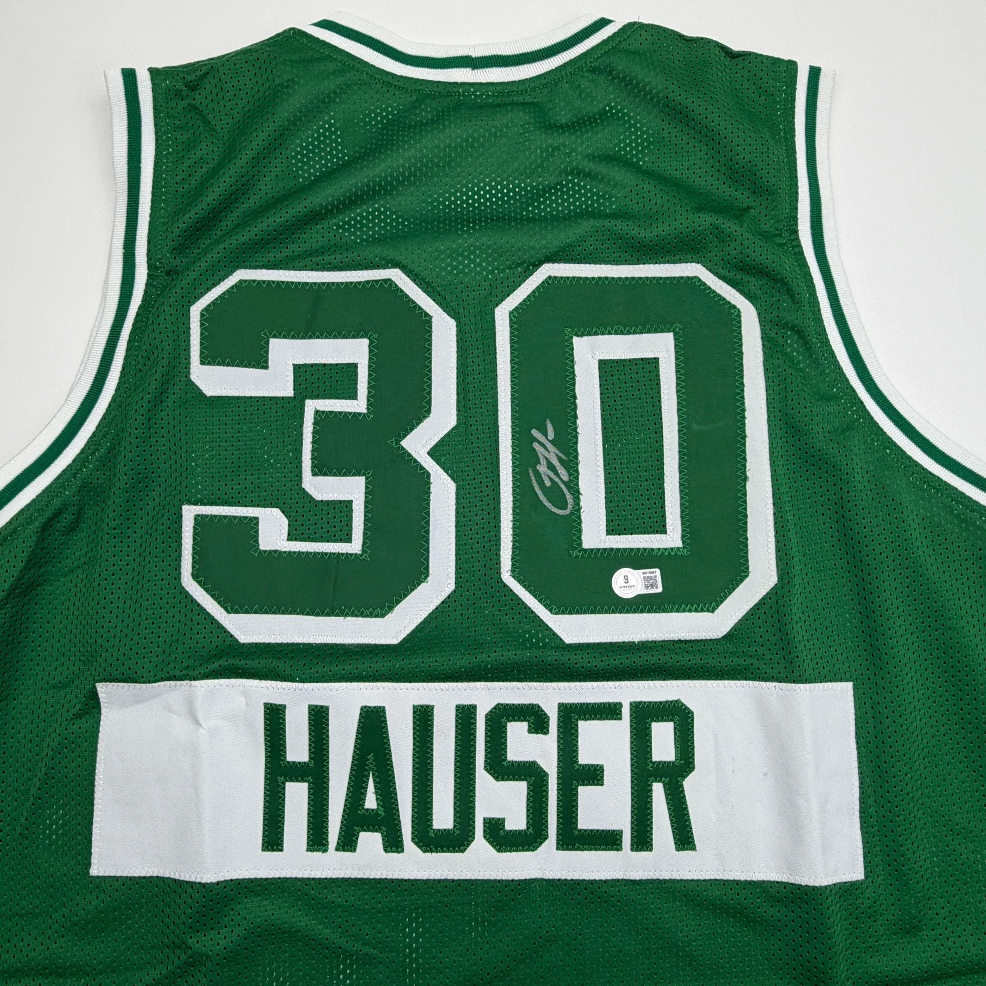 Autographed/Signed Sam Hauser Boston Green City Edition Basketball Jersey Beckett BAS COA - Image 2