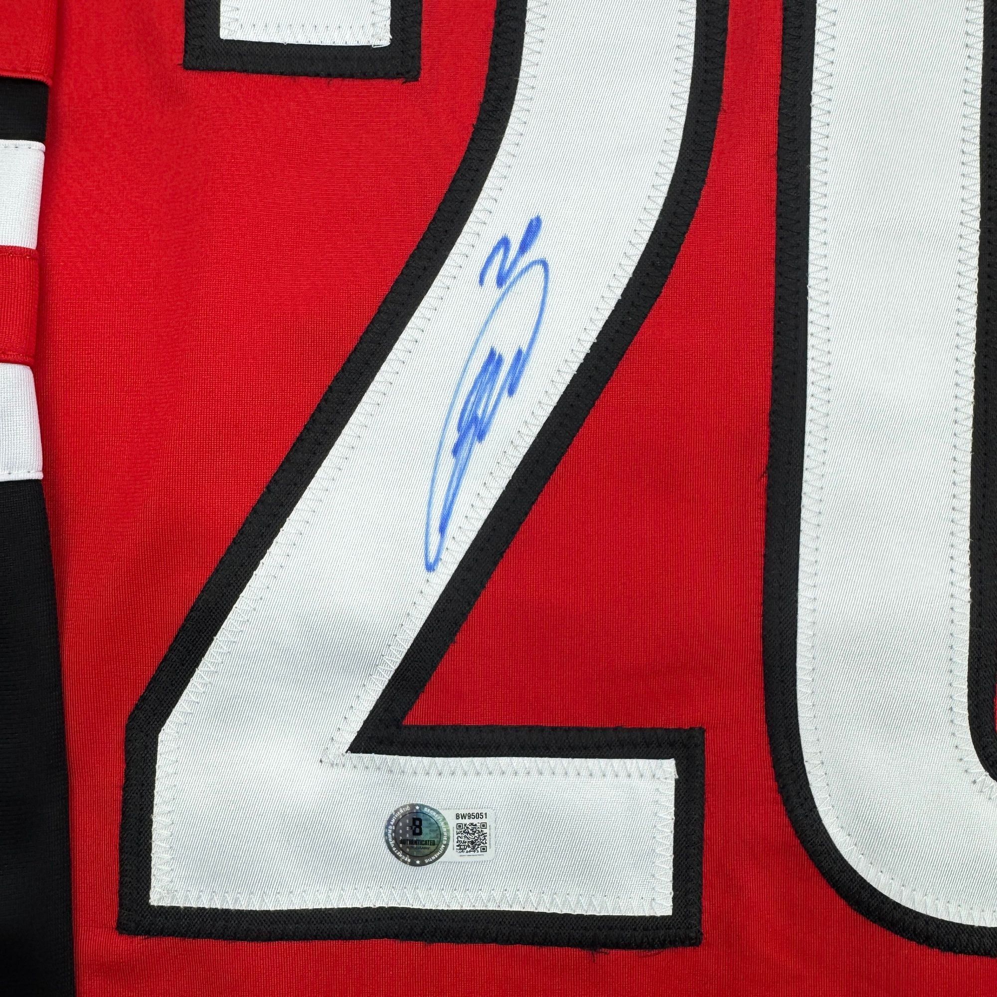 Autographed/Signed Sebastian Aho Carolina Red Hockey Jersey Beckett BAS COA - Image 3
