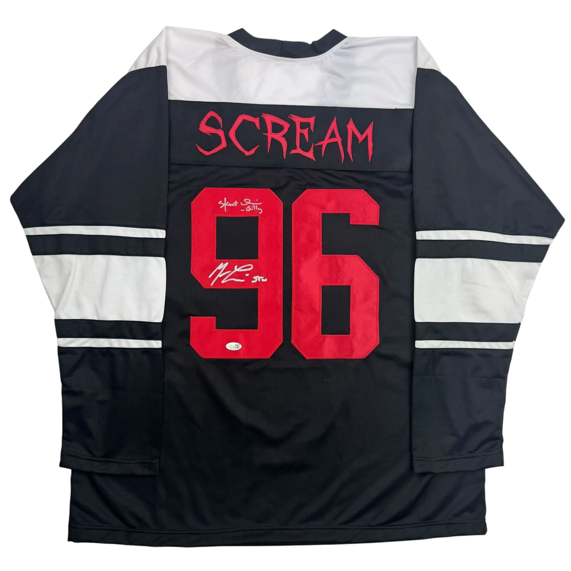Autographed/Signed Skeet Ulrich & Matthew Lillard Dual Ghostface Scream Movie Jersey JSA COA