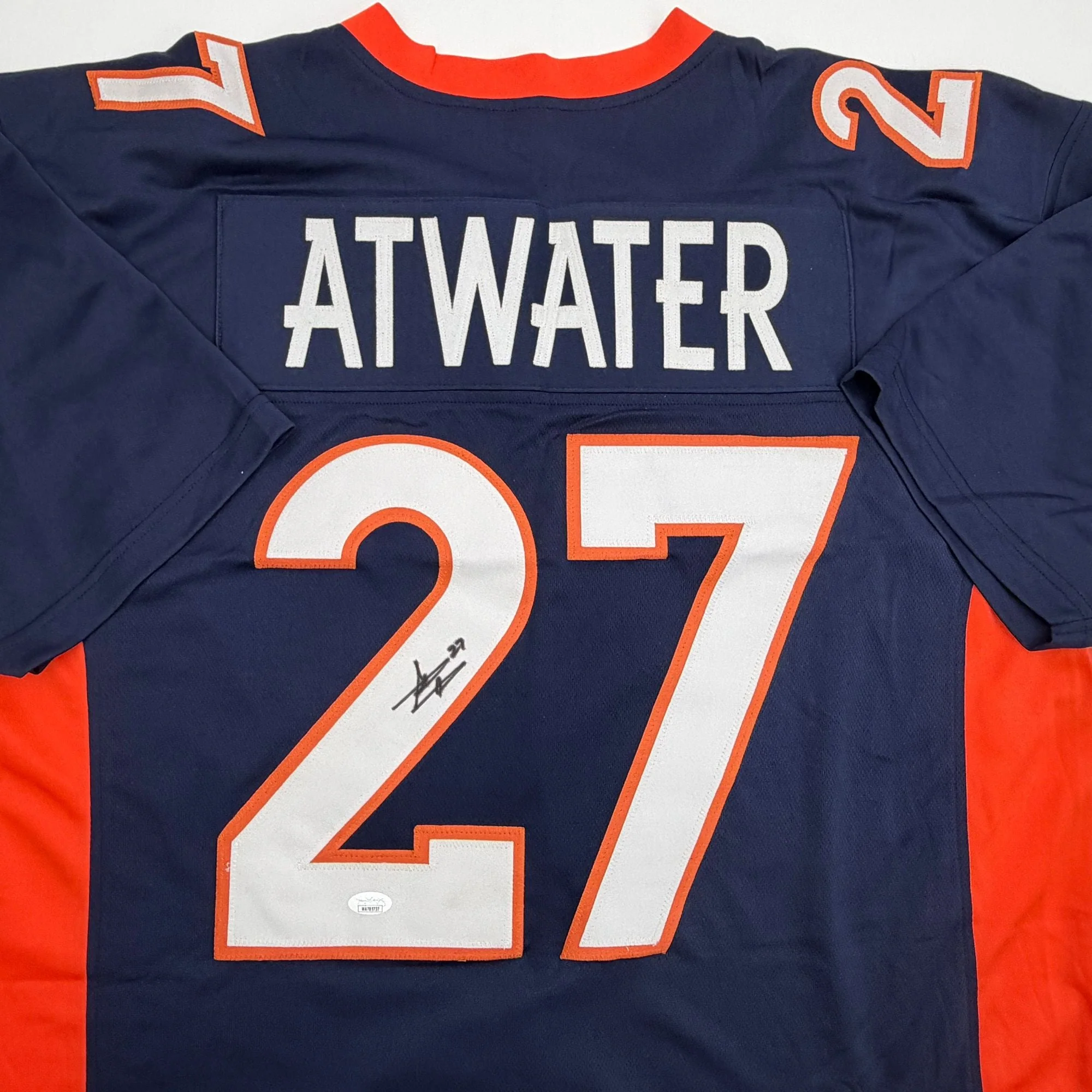 Autographed/Signed Steve Atwater Denver Blue Football Jersey JSA COA - Image 2