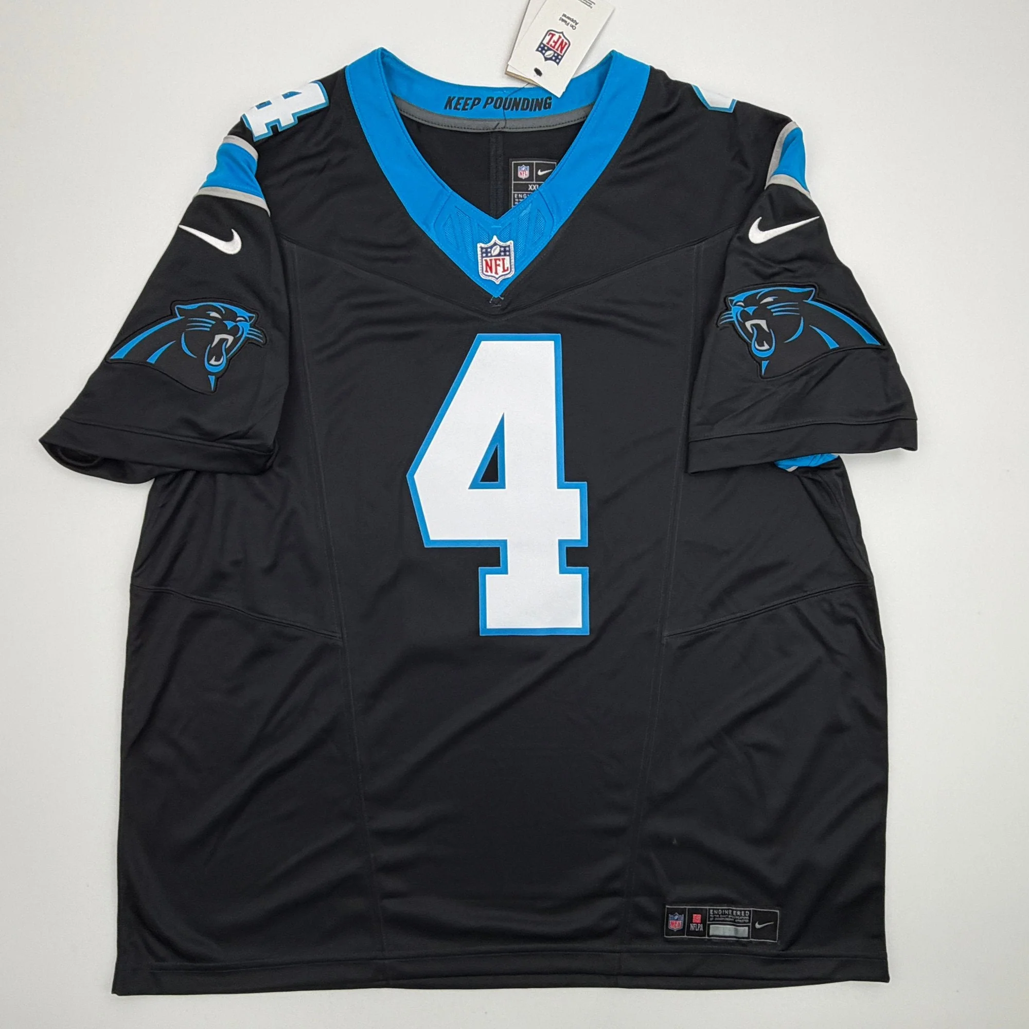 Autographed/Signed Tetairoa McMillan Carolina Panthers Black Authentic Football Jersey Fanatics COA - Image 4
