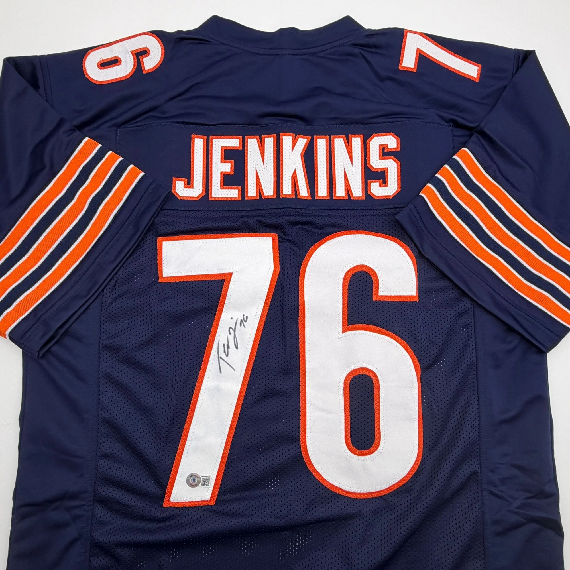 Autographed/Signed Teven Jenkins Chicago Blue Football Jersey Beckett BAS COA - Image 2